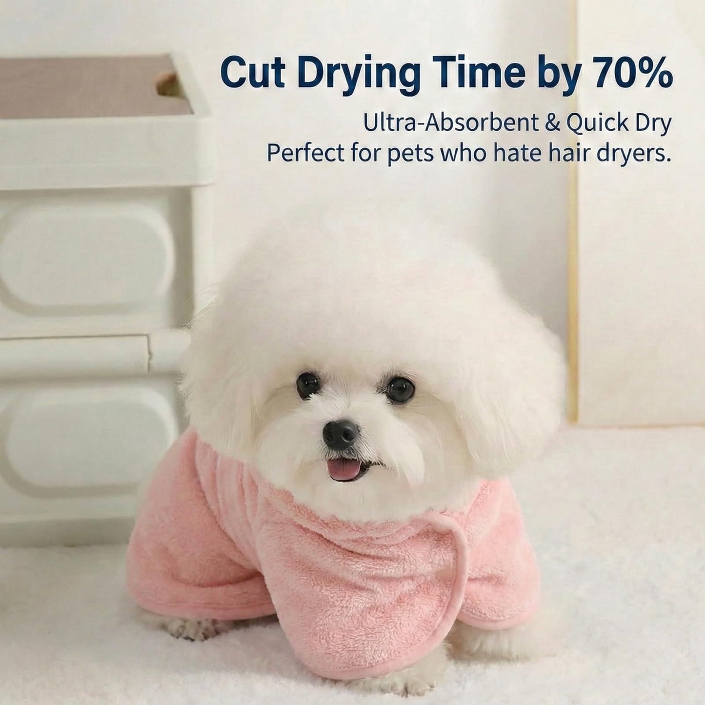 LGCASL 2026 New Puppy Bathrobe with Hood, Dog Bathrobe Absorbent Towel for Small Dogs Fast Drying Dog Robe Coat with Hood Puppy Towel Wrap Pet Grooming After Shower (Blue, Xs) M Pink