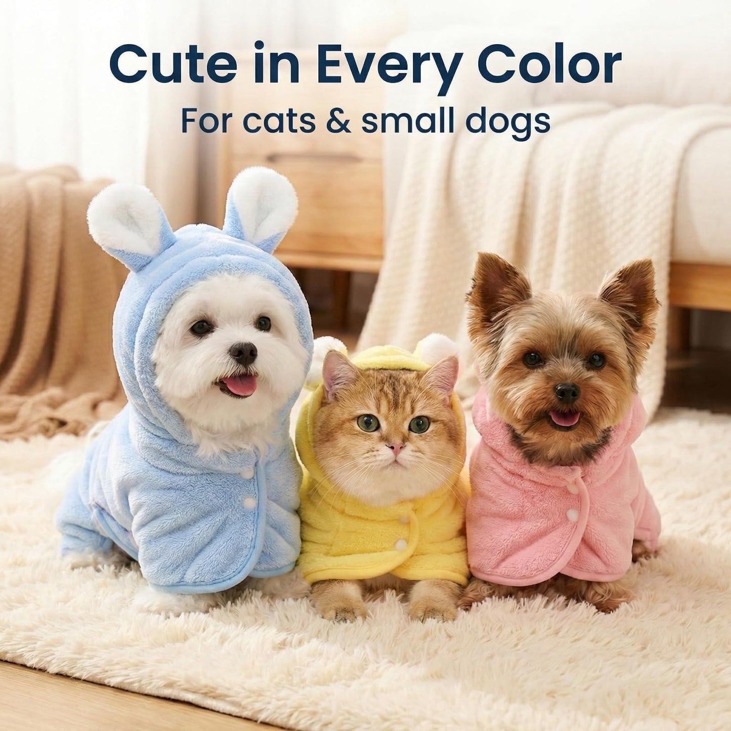 LGCASL 2026 New Puppy Bathrobe with Hood, Dog Bathrobe Absorbent Towel for Small Dogs Fast Drying Dog Robe Coat with Hood Puppy Towel Wrap Pet Grooming After Shower (Blue, Xs) M Pink