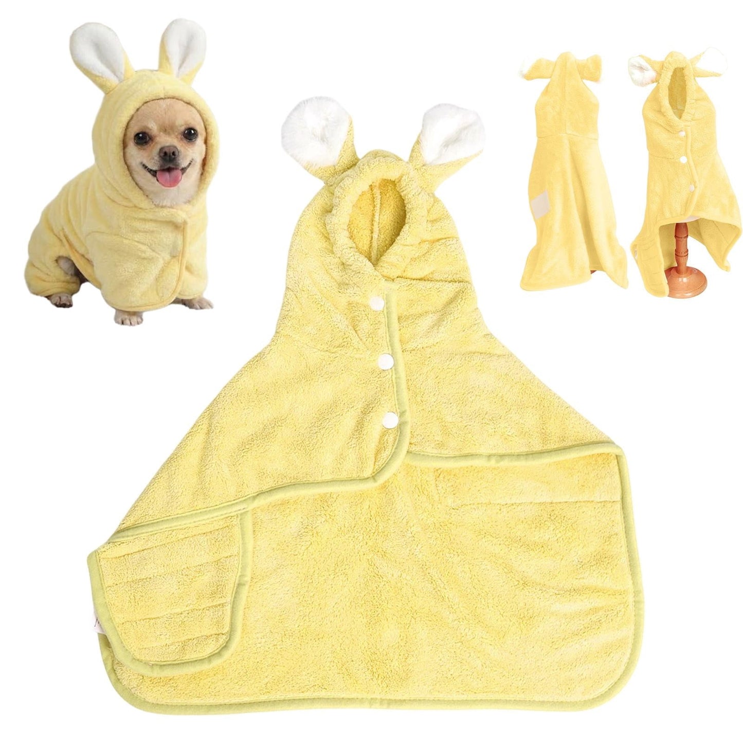 LGCASL 2026 New Puppy Bathrobe with Hood, Dog Bathrobe Absorbent Towel for Small Dogs Fast Drying Dog Robe Coat with Hood Puppy Towel Wrap Pet Grooming After Shower (Blue, Xs) M Yellow