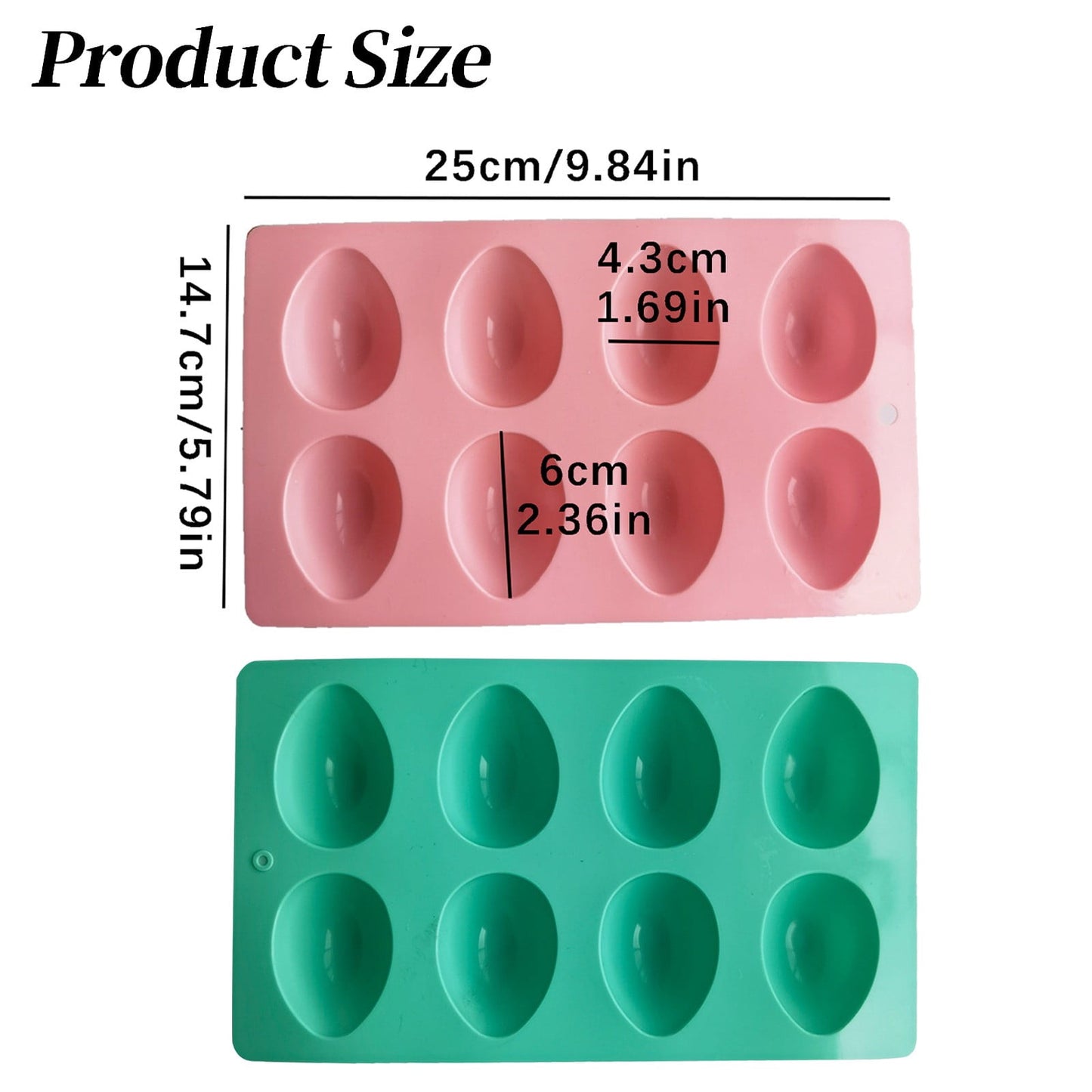 LGCASL Silicone Egg Shaped Molds, Egg Shaped Silicone Molds for Baking Easter Egg Shaped Silicone Baking Grade Non Stick Egg Shaped Easter Homemade Baking Tools Green