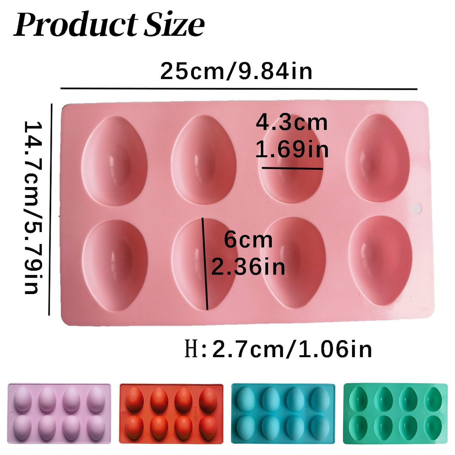 LGCASL Silicone Egg Shaped Molds, Egg Shaped Silicone Molds for Baking Easter Egg Shaped Silicone Baking Grade Non Stick Egg Shaped Easter Homemade Baking Tools Purple