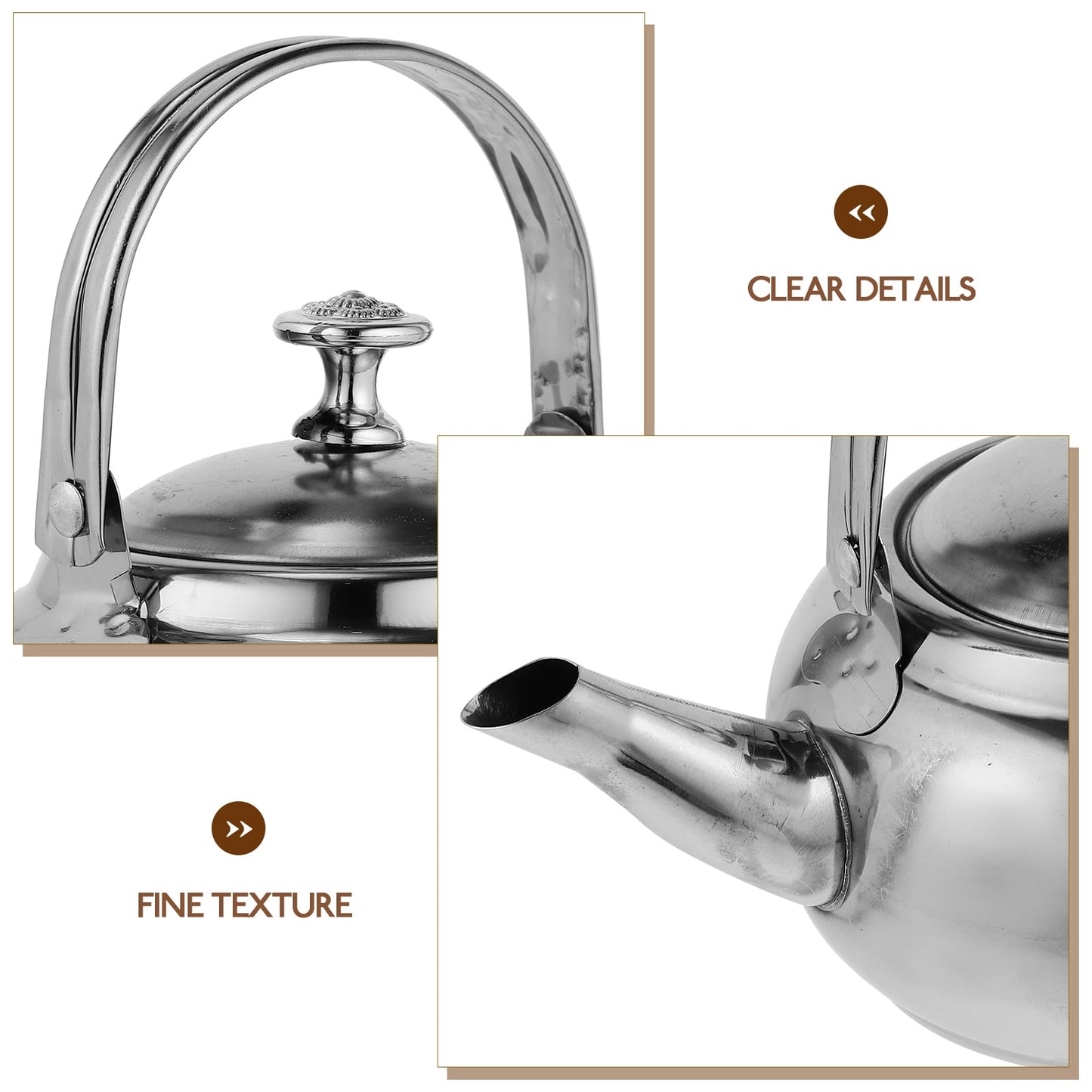 Stainless Steel Whistling Tea Kettle Stovetop Tea Pot Fast Boiling Heat Water Tea Pot 14X11CM Silver