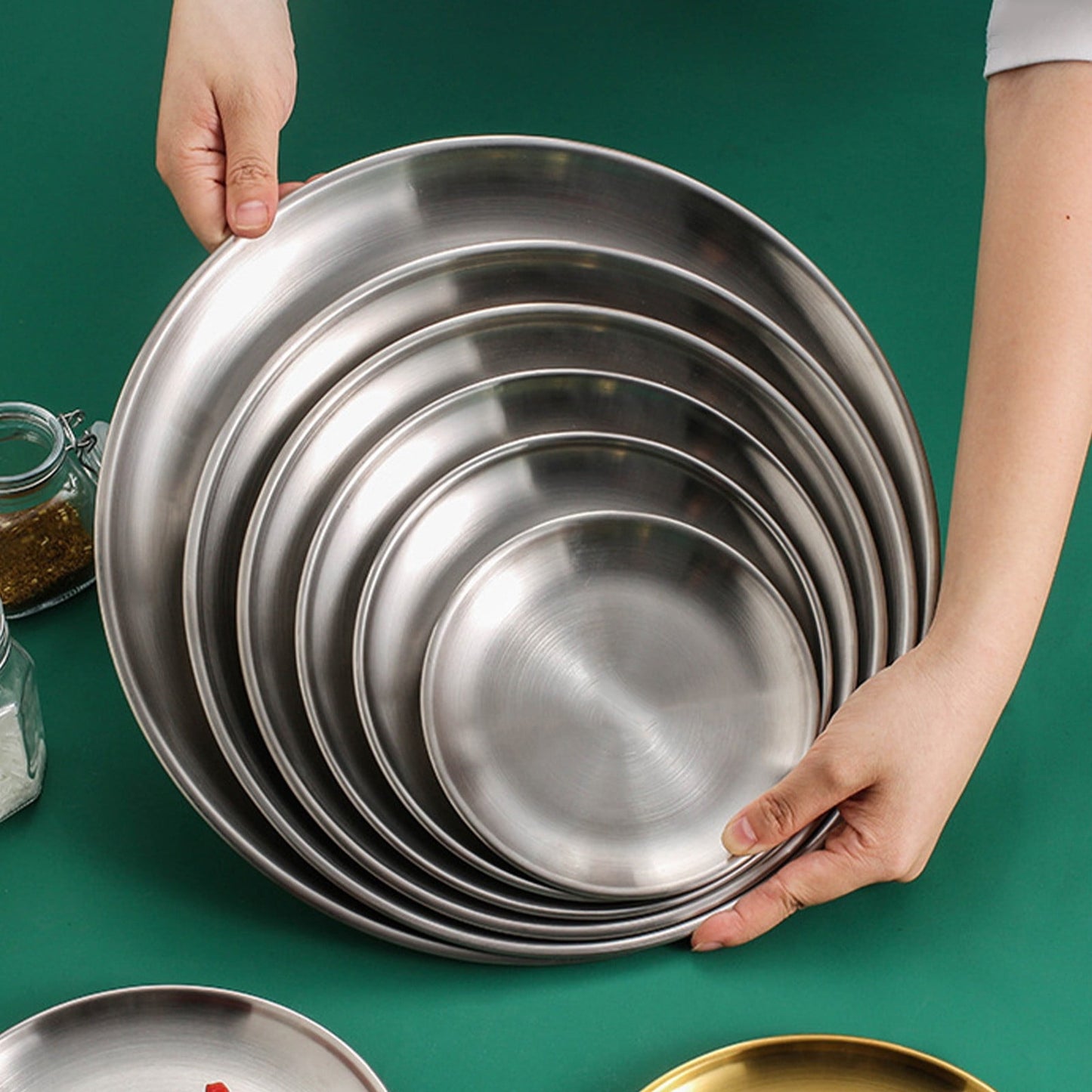 JWDX Kitchen, Kitchen Tools Clearance, Pizza Pan Set Chef Stainless Steel Round Baking Pizza Pans Pizza Tray for Pizza Pie Cake Cookie Heavy Duty & Durable Oven Silver