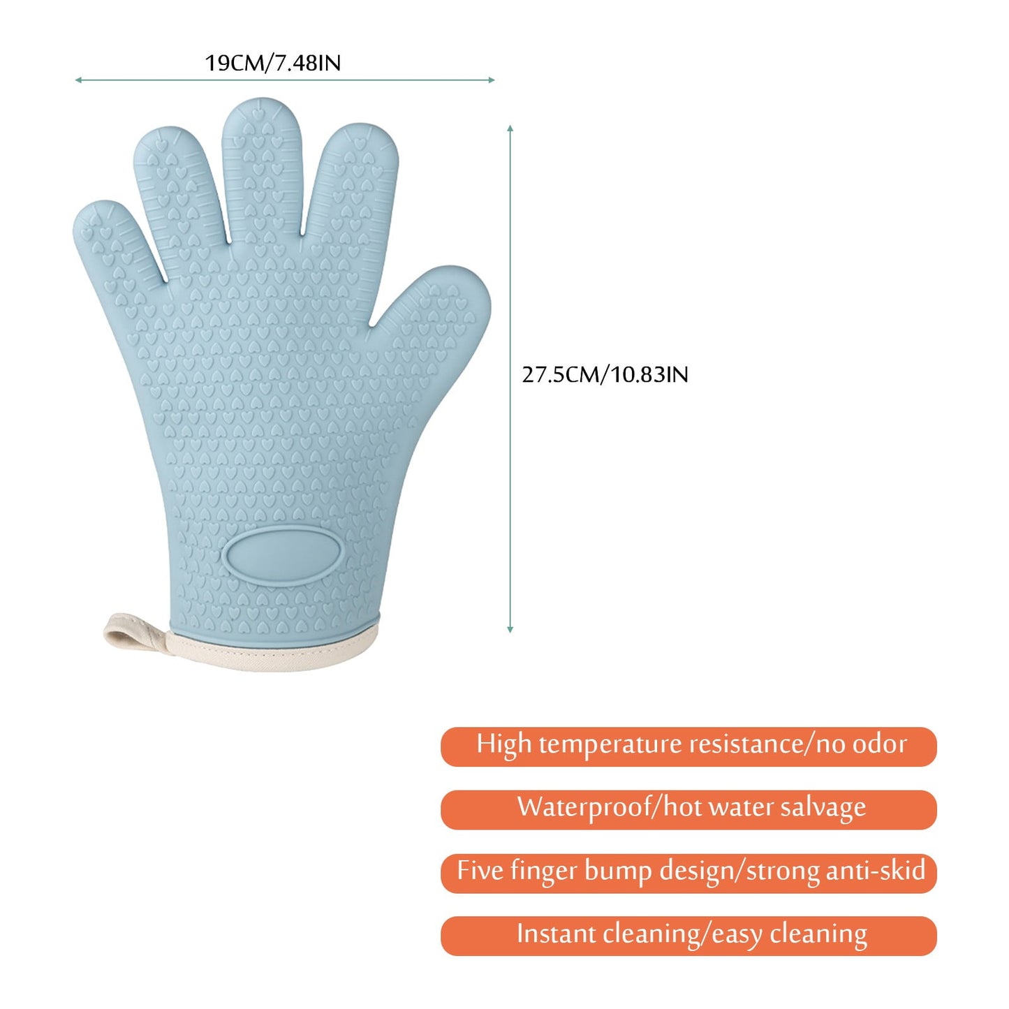 JWDX Oven Mitts, Oven Mitts and Pot Holders Sets Clearance, Heat Insulating Gloves Heat Resistants Gloves Silica Gel Kitchen Heat Insulation Oven Gloves Baking High Temperature Resistants Blue 01-Blue