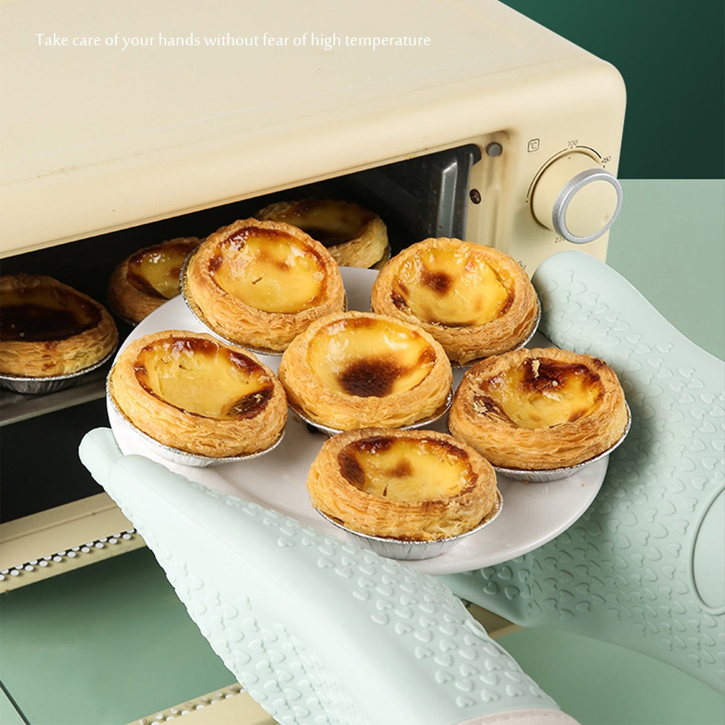 JWDX Silicone Smoker Oven Gloves -Extreme Heat Resistant Bbq Gloves -Handle Hot Food Right on Your Grill Fryer Pit|Waterproof Oven Mitts Z3-Mint Green