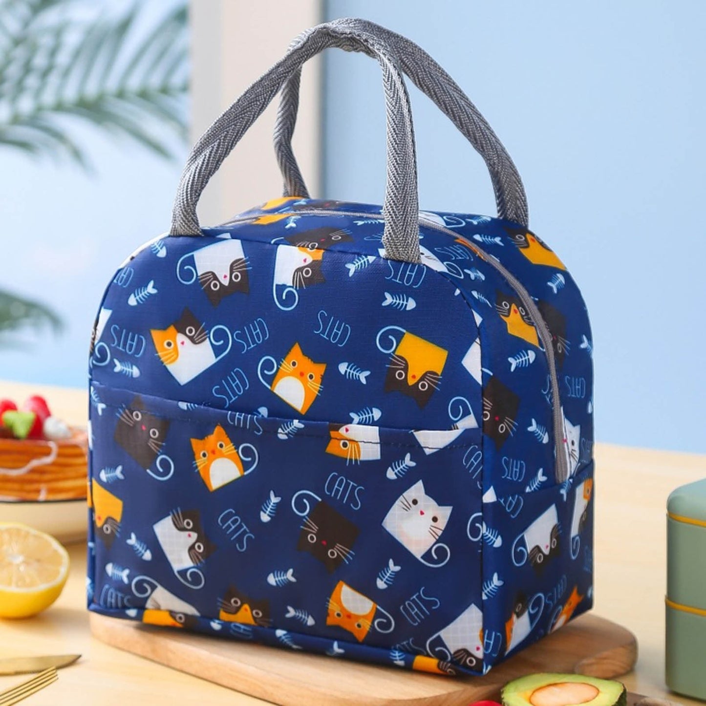 Clearance Back to School Supplies! JWDX Portable Insulated Lunch Bag Lunch Bag Fast Food Insulated Bag 1Pc B Navy Blue Cat (Include: 1×Insulated Lunch Bag) Clearance Sale B