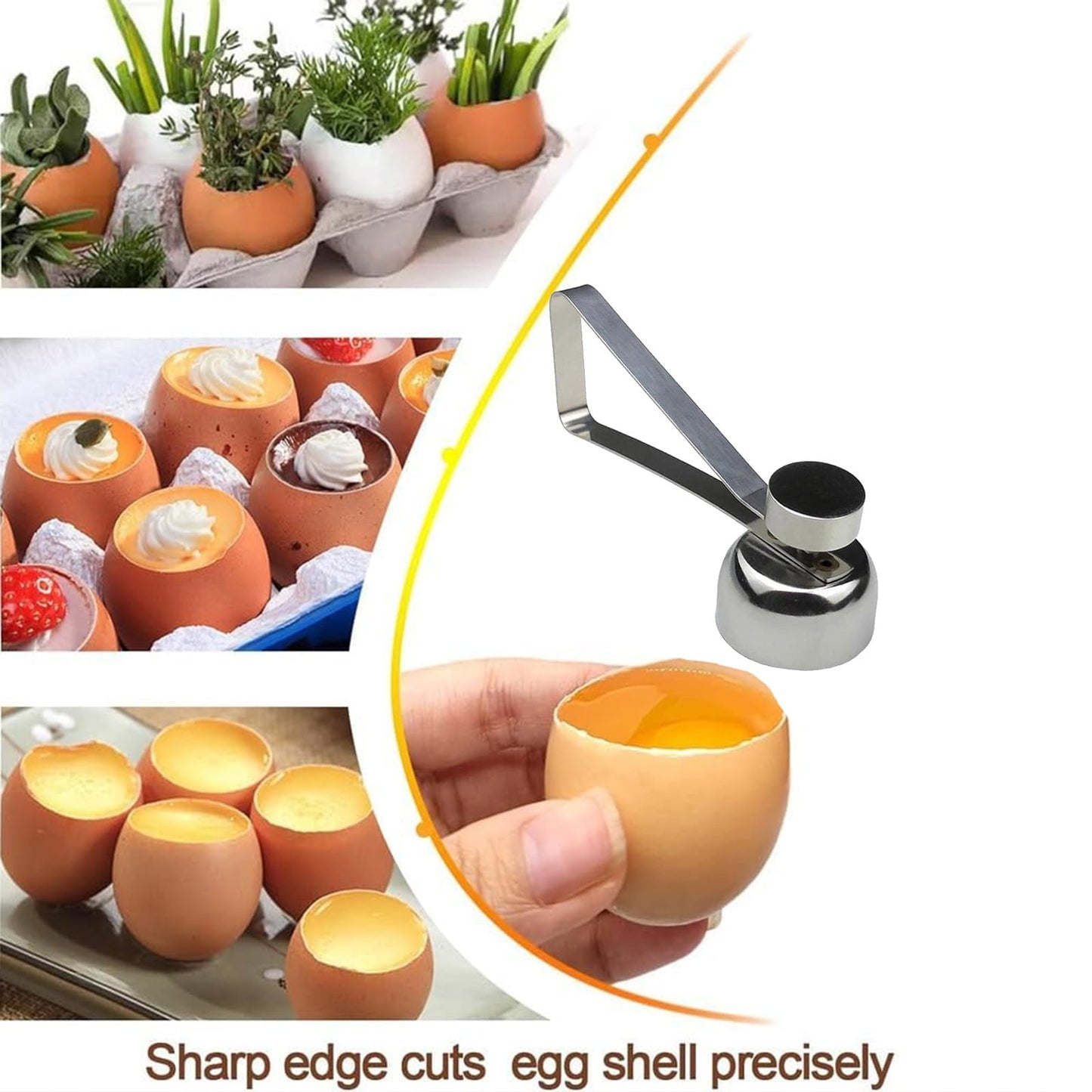 Clearance! JWDX Sheller Sheller, Cooking Utensils Promotion, Eierschalensollbruchstellenverursacher German Egg Opener Egg Topper Tool Soft Boiled Egg Cutter Eggshell Opener Kitchen Silver