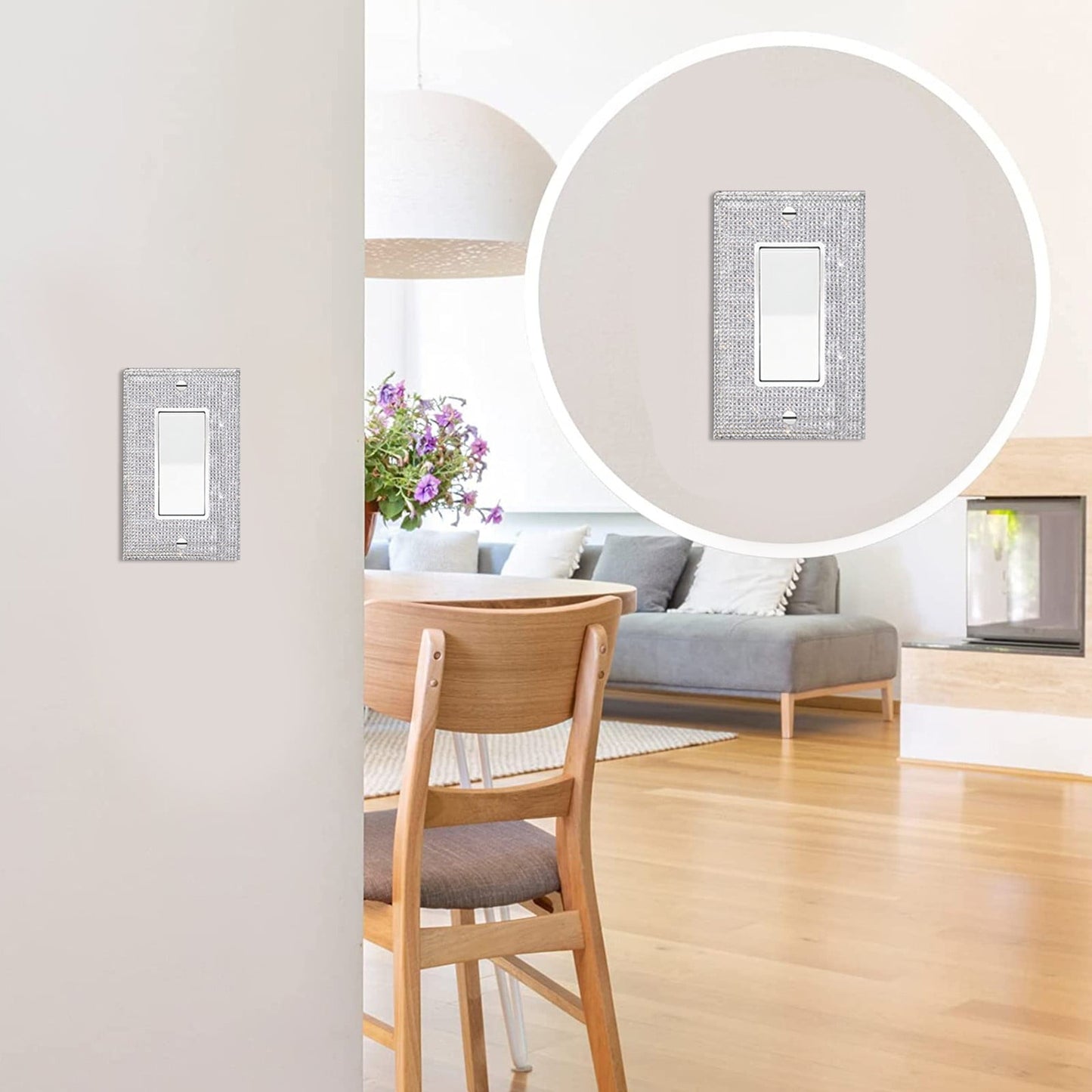 Clearance! JWDX Crystal Adornment, Crystal Decoration Promotion, 1Set Silver Shiny Rhinestones Wall Plate Light Cover Wall Plate Cover Light Cover Decorative Bling Light Cover for Home Ornaments B A