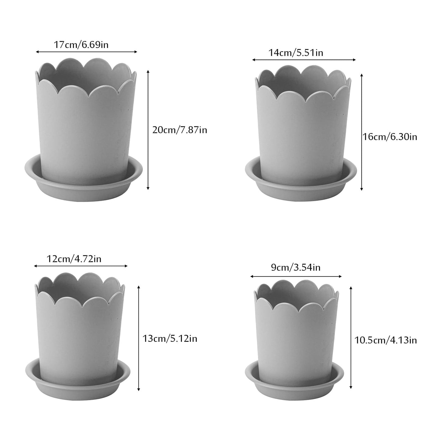 Jwdx Flower Pots Clearance, Garden Supplies Promotion! Plastic Plant Pots for Plants With Saucers Indoor Set of 1 Plastic Planters Modern Flower Pot With Hole for All House Plants Herbs Flowers Or4 Z5-GY2