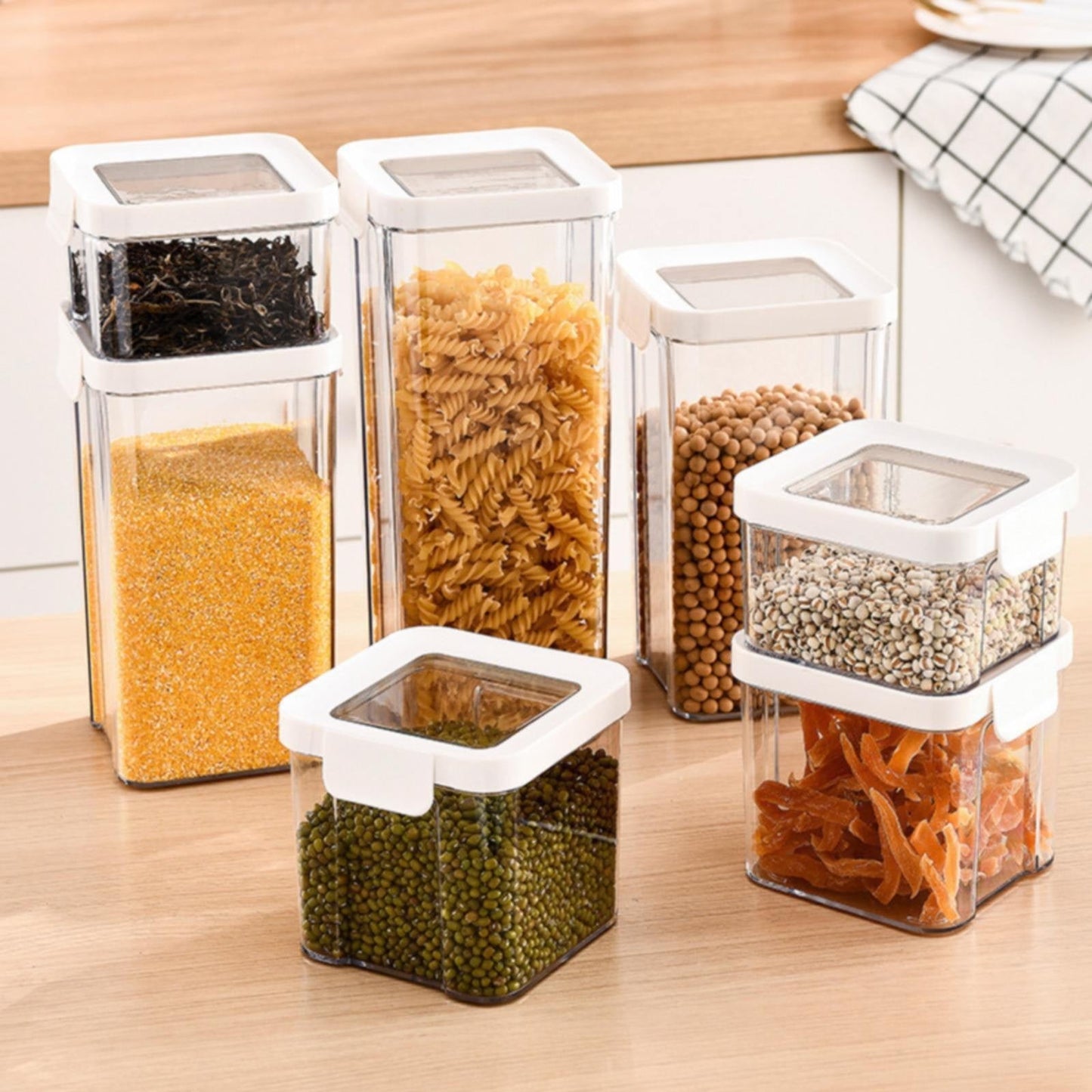 JWDX Storage Container, Airtight Cereal Containers Storage Sealed Cans for Grains and Miscellaneous Grains Transparent Plastic Kitchen Food Grade Nut and Oat Storage Cans Kitchen D