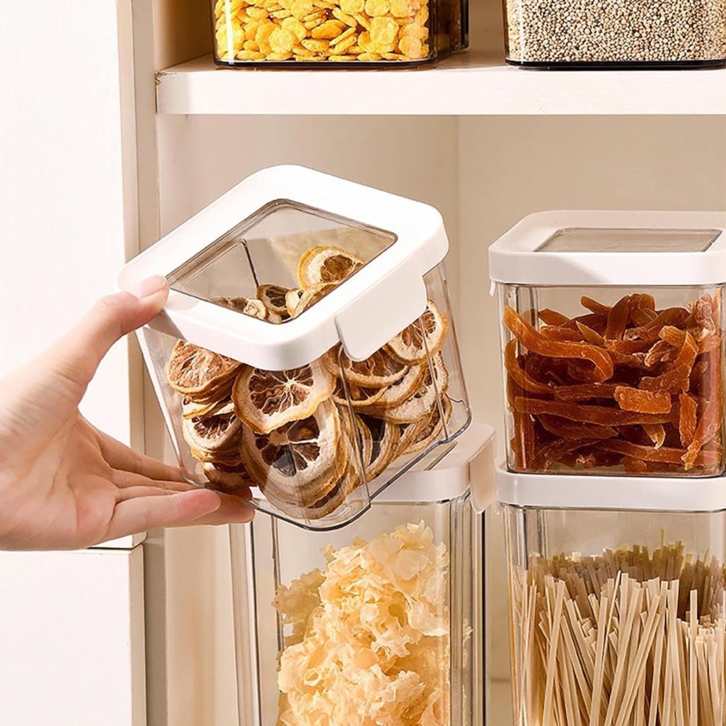 JWDX Storage Container, Airtight Cereal Containers Storage Sealed Cans for Grains and Miscellaneous Grains Transparent Plastic Kitchen Food Grade Nut and Oat Storage Cans Kitchen D