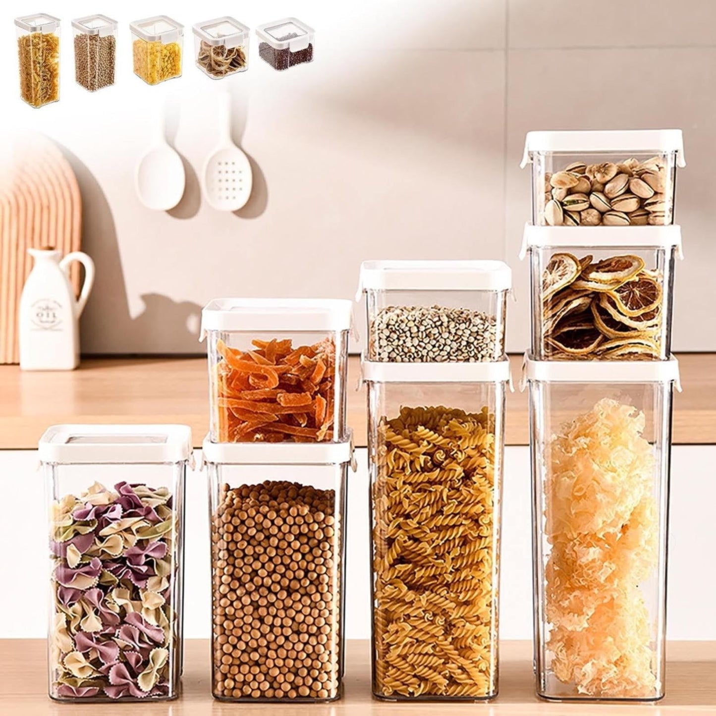 JWDX Storage Container, Airtight Cereal Containers Storage Sealed Cans for Grains and Miscellaneous Grains Transparent Plastic Kitchen Food Grade Nut and Oat Storage Cans Kitchen D