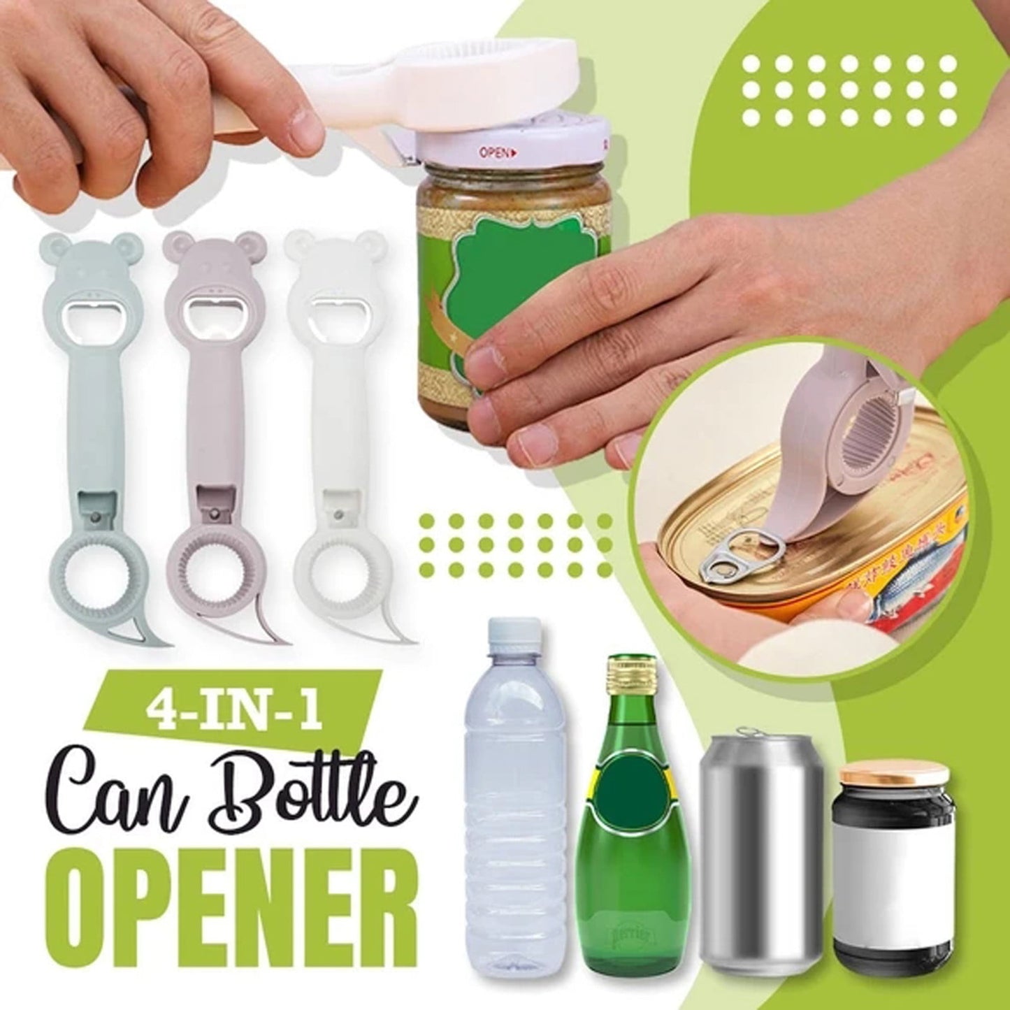 JWDX Bottle and Can Openers Clearance! Opener 4Pcs Can Cap Canned Bottle Home Bottle Multifunctional 4-In-1 Kitchen，Dining & Bar, Four in One Corkscrew Promotion Include 4 × Bottle Opener AS shown