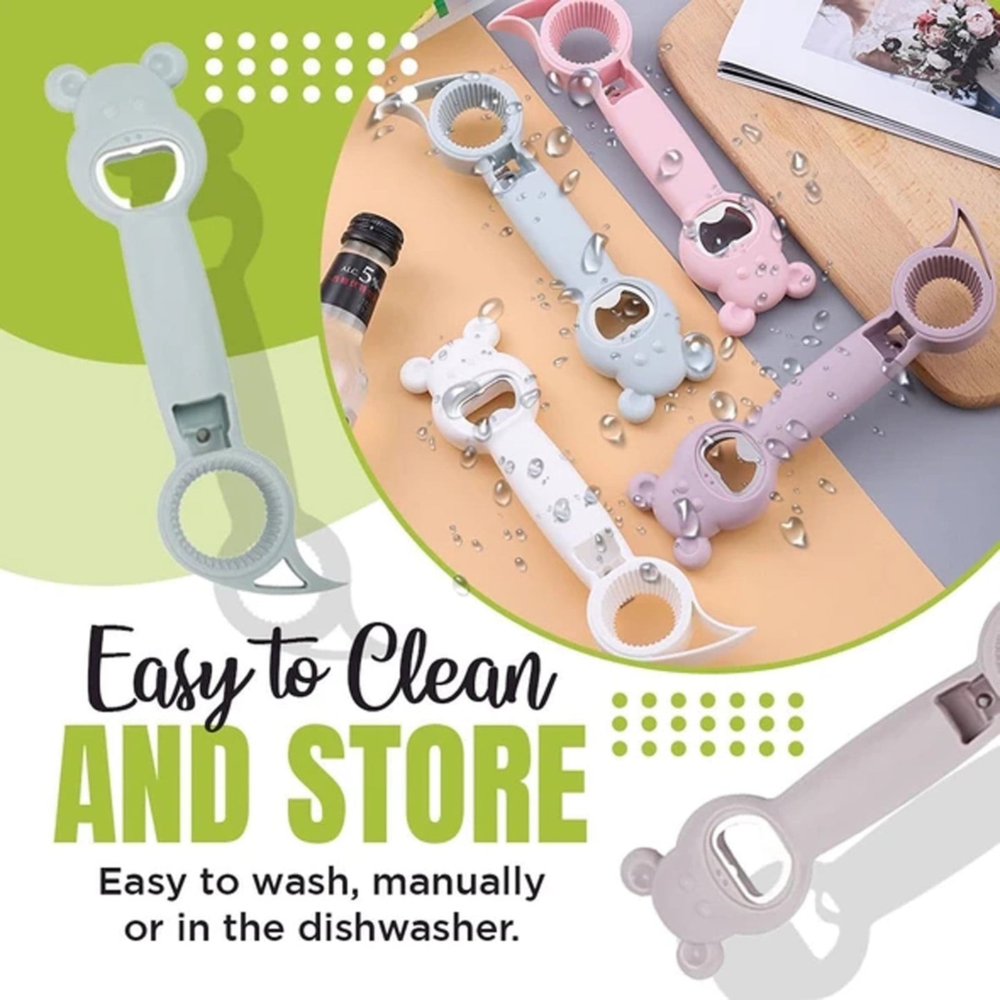 JWDX Bottle and Can Openers Clearance! Opener 4Pcs Can Cap Canned Bottle Home Bottle Multifunctional 4-In-1 Kitchen，Dining & Bar, Four in One Corkscrew Promotion Include 4 × Bottle Opener AS shown
