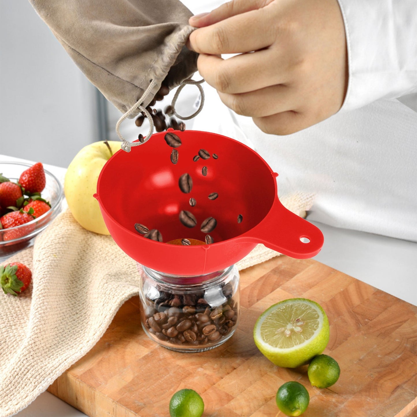 JWDX Funnel Clearance! Plastic Red Wide Mouth Funnel, Kitchen Funnel Promotion Include 1X Funnel Watermelon red
