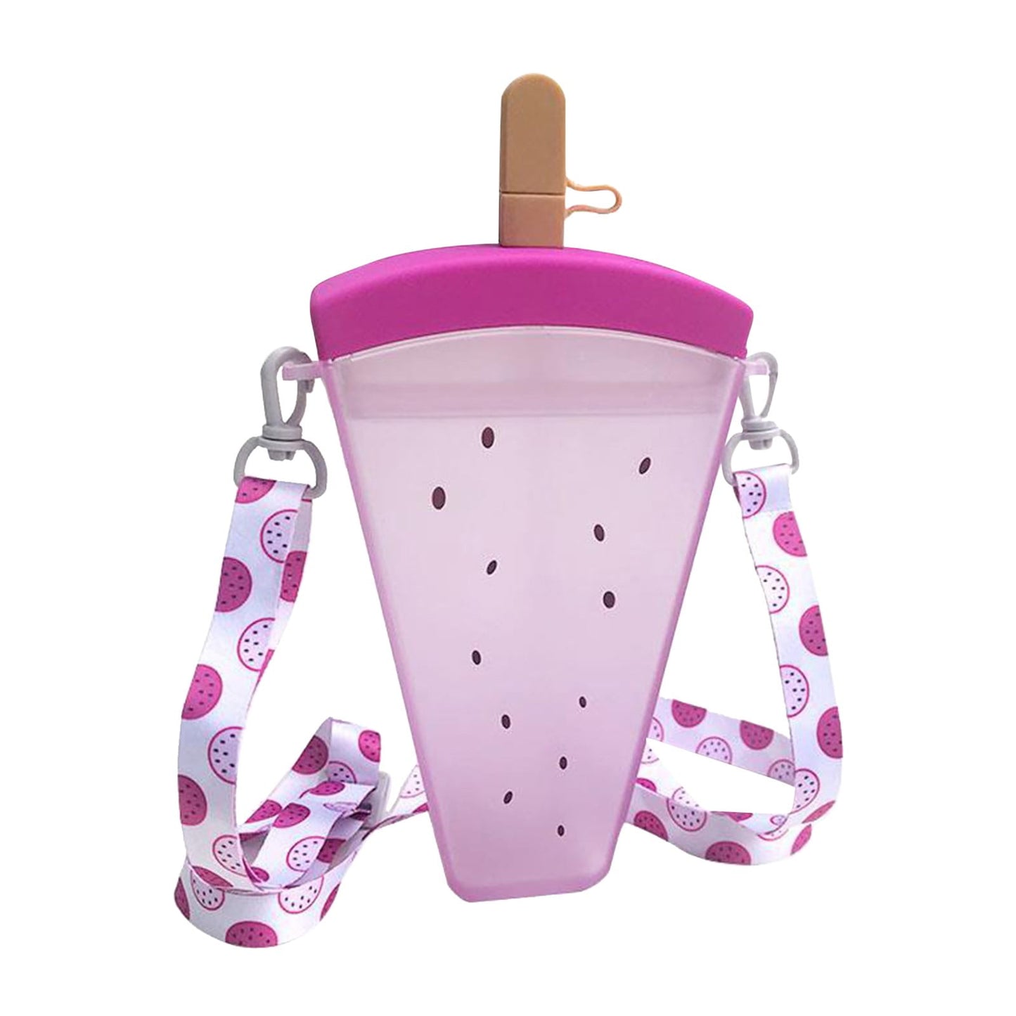 JWDX Glass and Bottle Clearance! Cute Watermelon Straw Water Bottle Ice Cream Popsicle Cup with Shoulder Strap, Kitchen Cups Promotion Include 1Pc Ice Cream Cup Purple