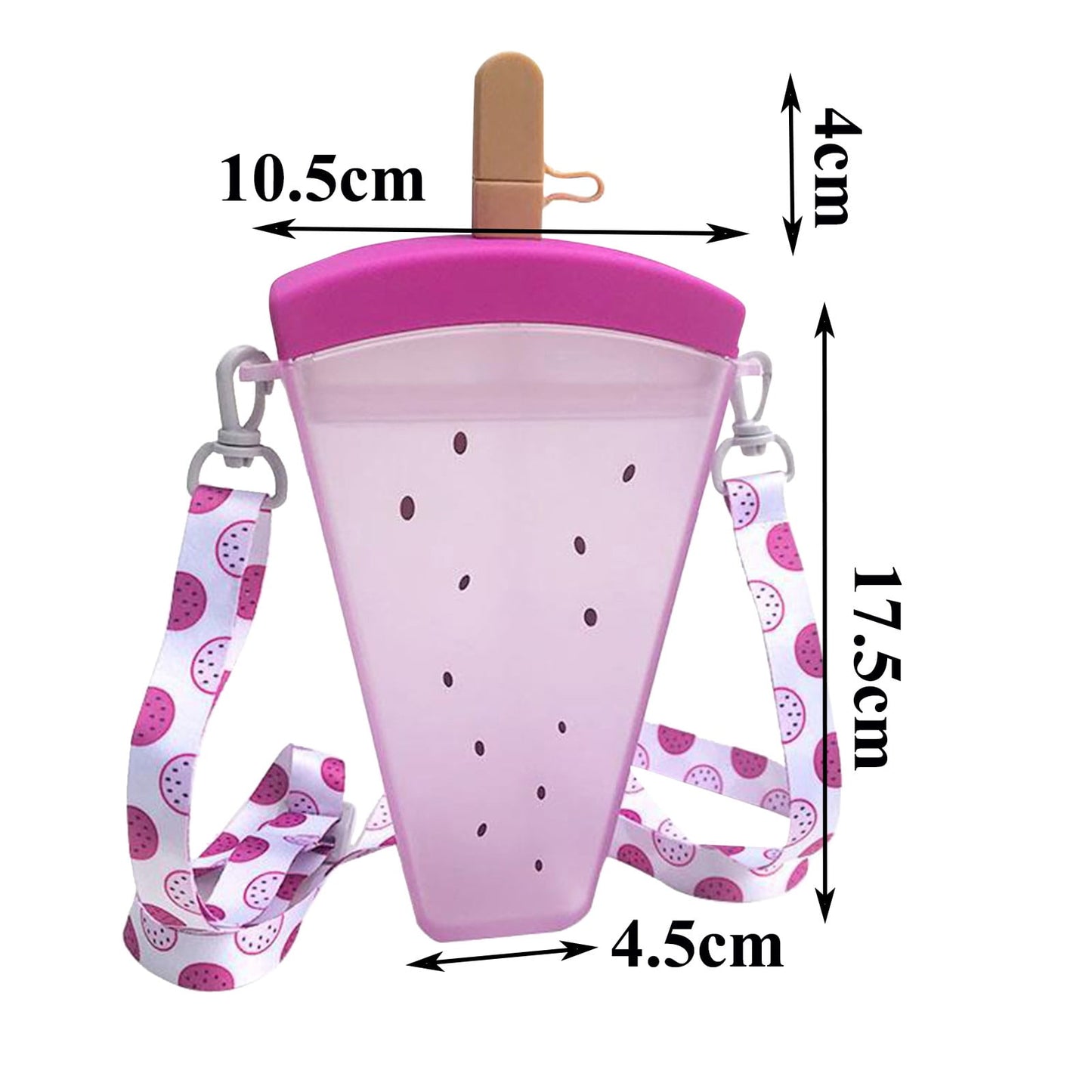 JWDX Glass and Bottle Clearance! Cute Watermelon Straw Water Bottle Ice Cream Popsicle Cup with Shoulder Strap, Kitchen Cups Promotion Include 1Pc Ice Cream Cup Purple