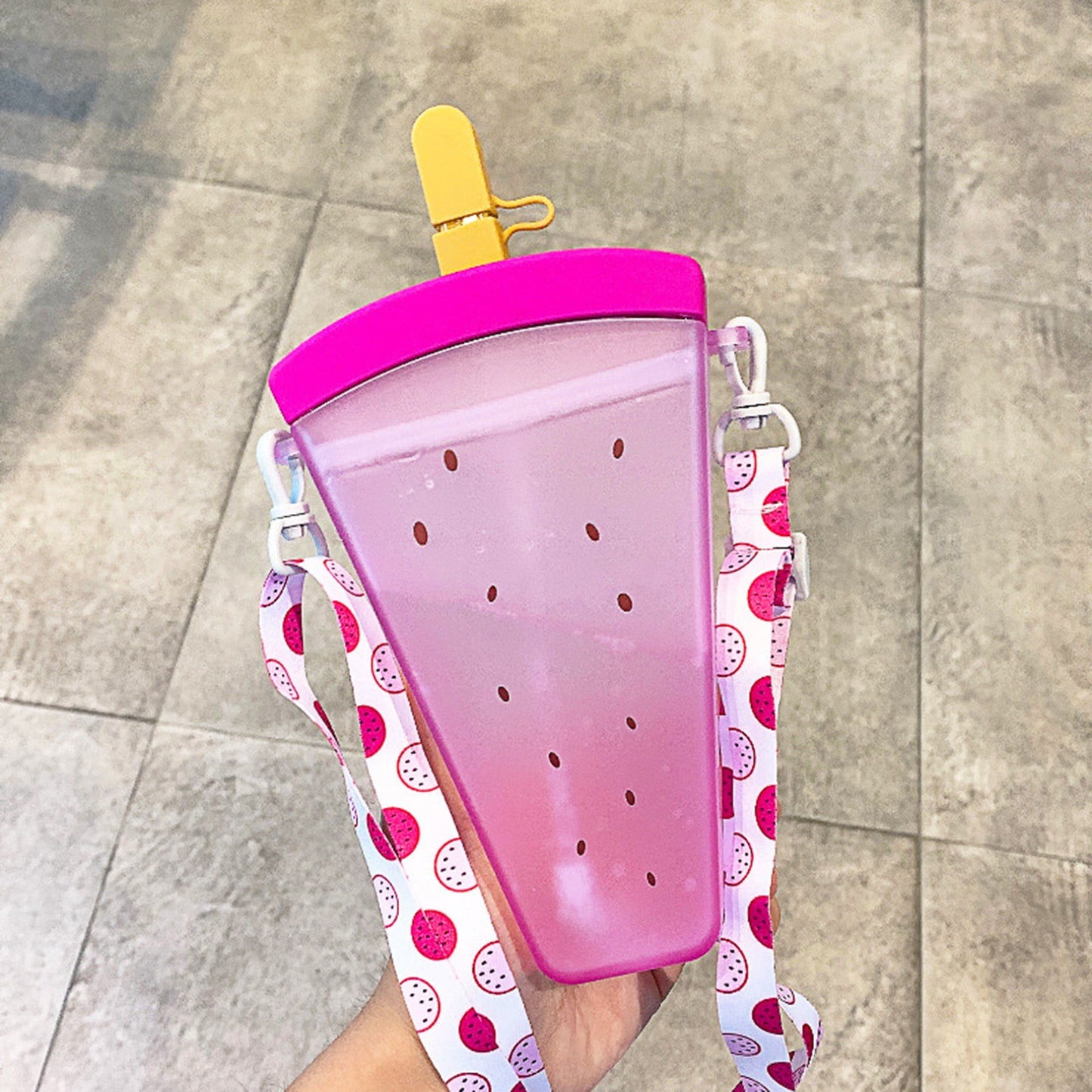 JWDX Glass and Bottle Clearance! Cute Watermelon Straw Water Bottle Ice Cream Popsicle Cup with Shoulder Strap, Kitchen Cups Promotion Include 1Pc Ice Cream Cup Purple
