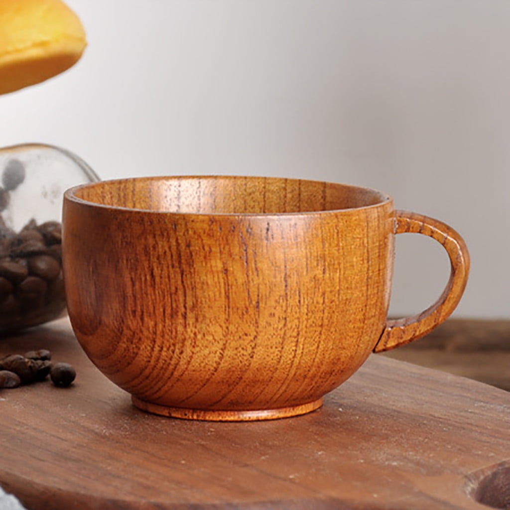 JWDX Glass and Bottle Clearance! Cup Wooden Beer Tea Juice Milk Water Handmade Wood Mug Coffee Primitive Glass&Bottle, Kitchen Cups Promotion Include 1X Cup Gold