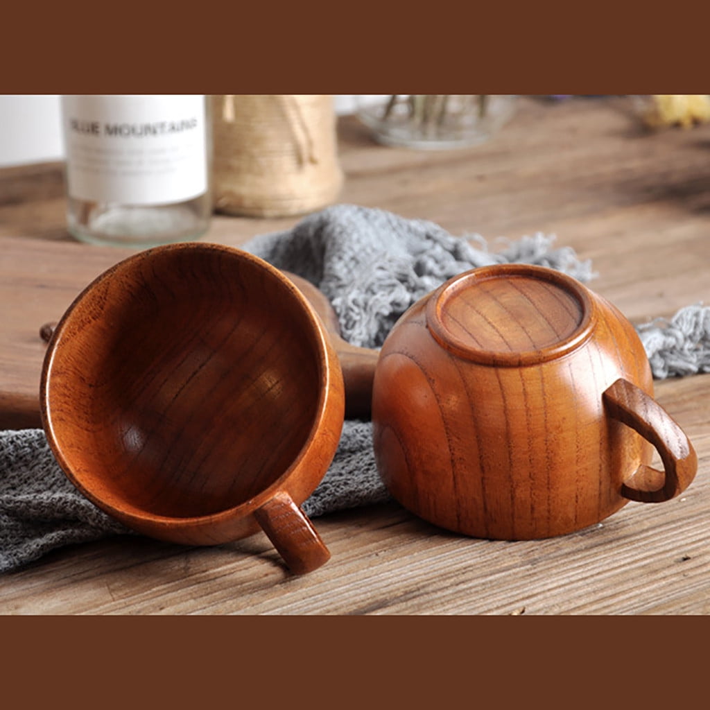 JWDX Glass and Bottle Clearance! Cup Wooden Beer Tea Juice Milk Water Handmade Wood Mug Coffee Primitive Glass&Bottle, Kitchen Cups Promotion Include 1X Cup Gold