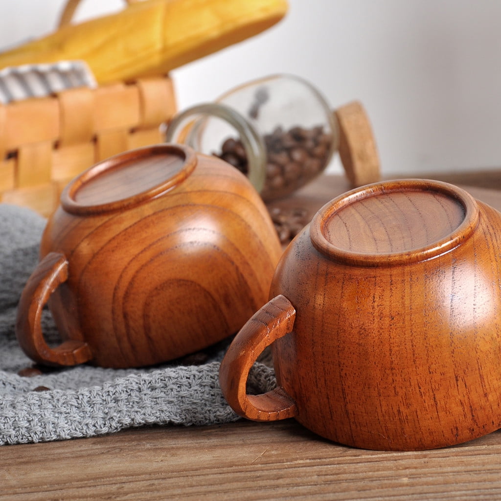 JWDX Glass and Bottle Clearance! Cup Wooden Beer Tea Juice Milk Water Handmade Wood Mug Coffee Primitive Glass&Bottle, Kitchen Cups Promotion Include 1X Cup Gold