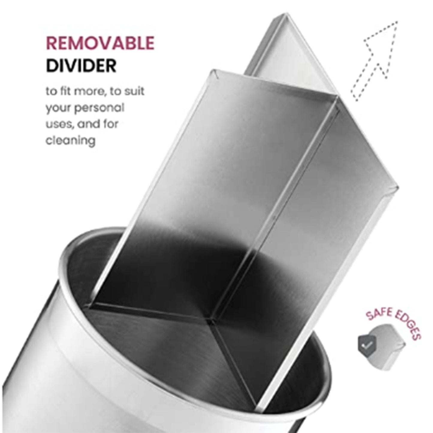 JWDX Storage Containers Clearance! Kitchen Living Room Storage Bucket Household Stainless Steel Lidless Rotating Partition Storage Bucket Desktop Storage Bucket, Include A Storage Bucket Grey