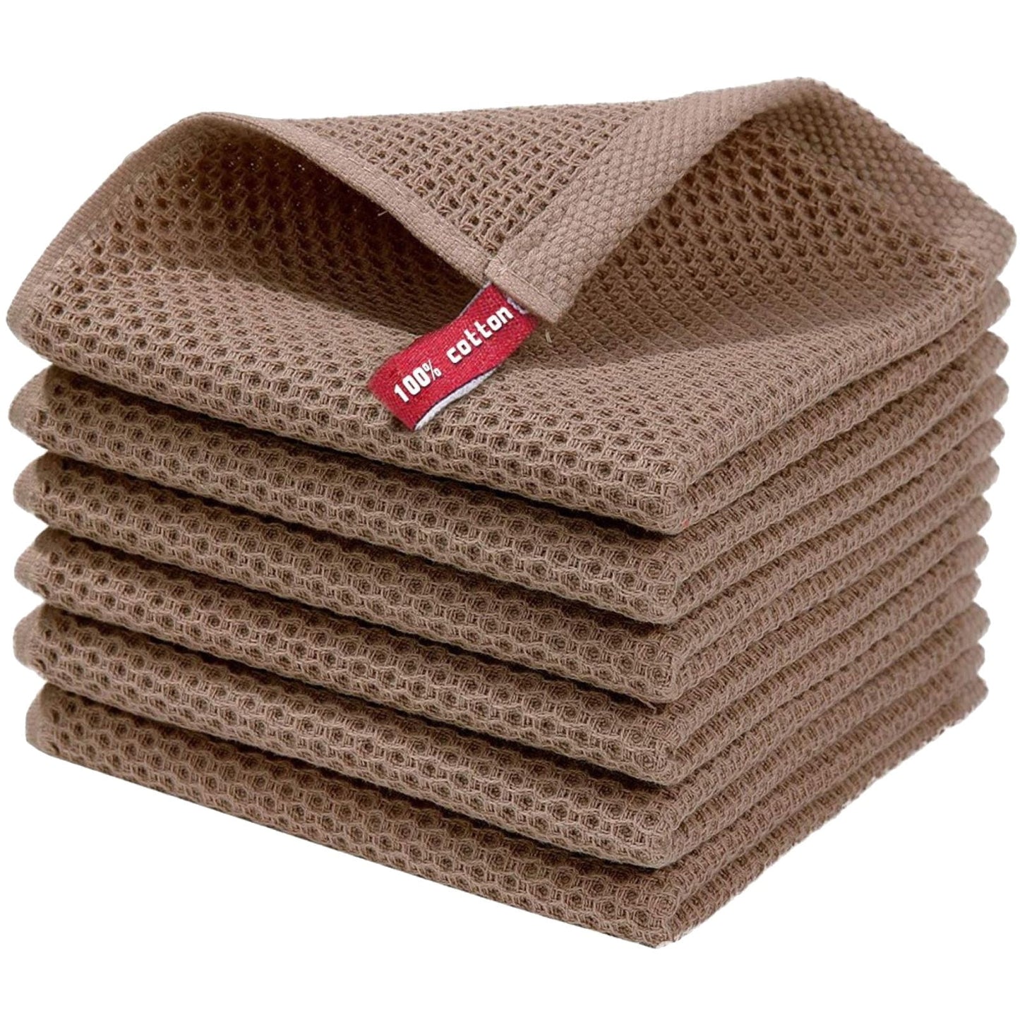JWDX Wipes Clearance! Cotton Brown Kitchen Dish Cloths Weave Ultra Soft Absorbent Dish Towels Quick Drying Dish Rags 12X12Inches 5Pc, Household Cleaning Cloth Promotion Include 5X Rag Towel Coffee