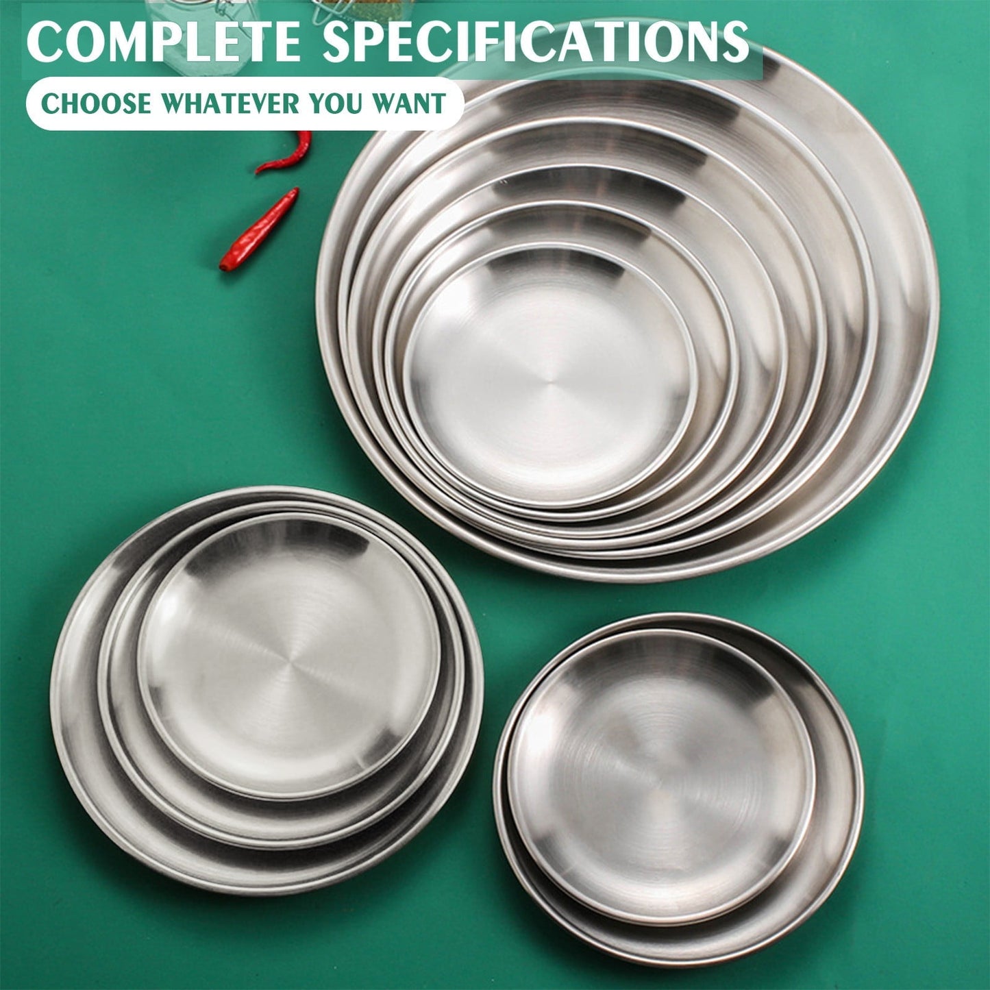 JWDX Baking Trays and Trays Clearance! Pizza Pan Set Chef Stainless Steel Round Baking Pizza Pans Pizza Tray for Pizza Pie Cake Cookie Heavy Duty & Durable Oven, Include 1X Stainless Steel Baking Pan Silver
