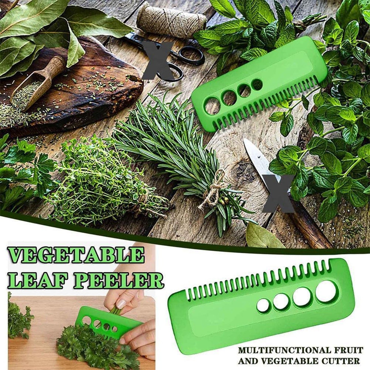 JWDX Peeler Clearance! Vegetable Leaf Peeler Herb Stripper Hand Held Leaf Stem Stripping Tool Herb Stripper, Kitchen Peeler Promotion Include 1×Multi-Function Peeling Comb Green