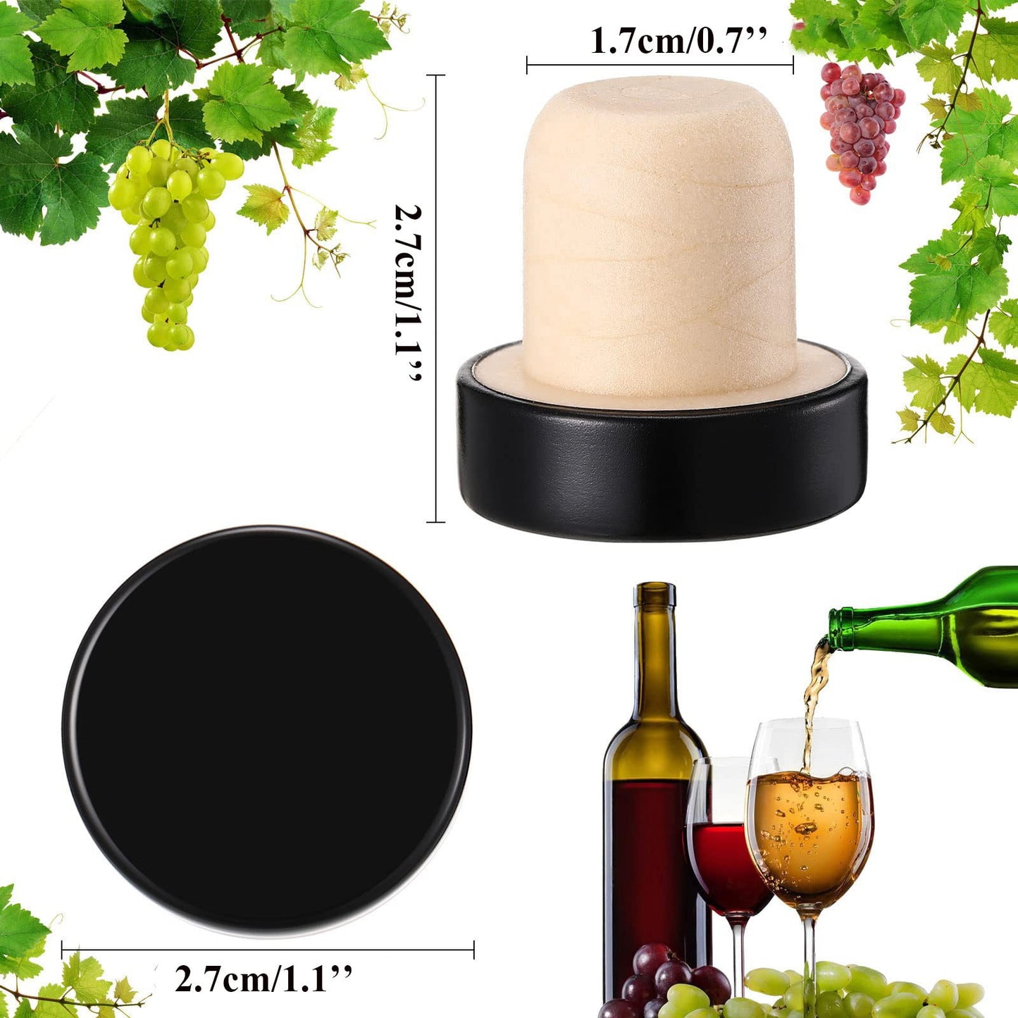 JWDX Wine Stopper Clearance! 24Pc T Shaped Stopper Cork Wine Stopper Bottle Stoppers Reusable Wine Bottle Stopper Sealing Plug Bottle Cap for Wine Beer Bottles, Include 24Pc Beer Bottle Stopper Black