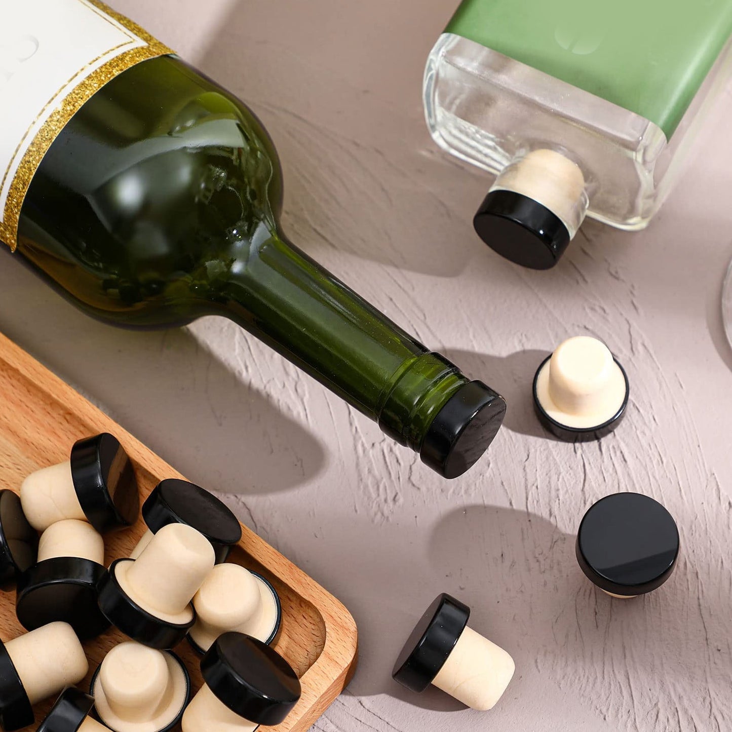 JWDX Wine Stopper Clearance! 24Pc T Shaped Stopper Cork Wine Stopper Bottle Stoppers Reusable Wine Bottle Stopper Sealing Plug Bottle Cap for Wine Beer Bottles, Include 24Pc Beer Bottle Stopper Black