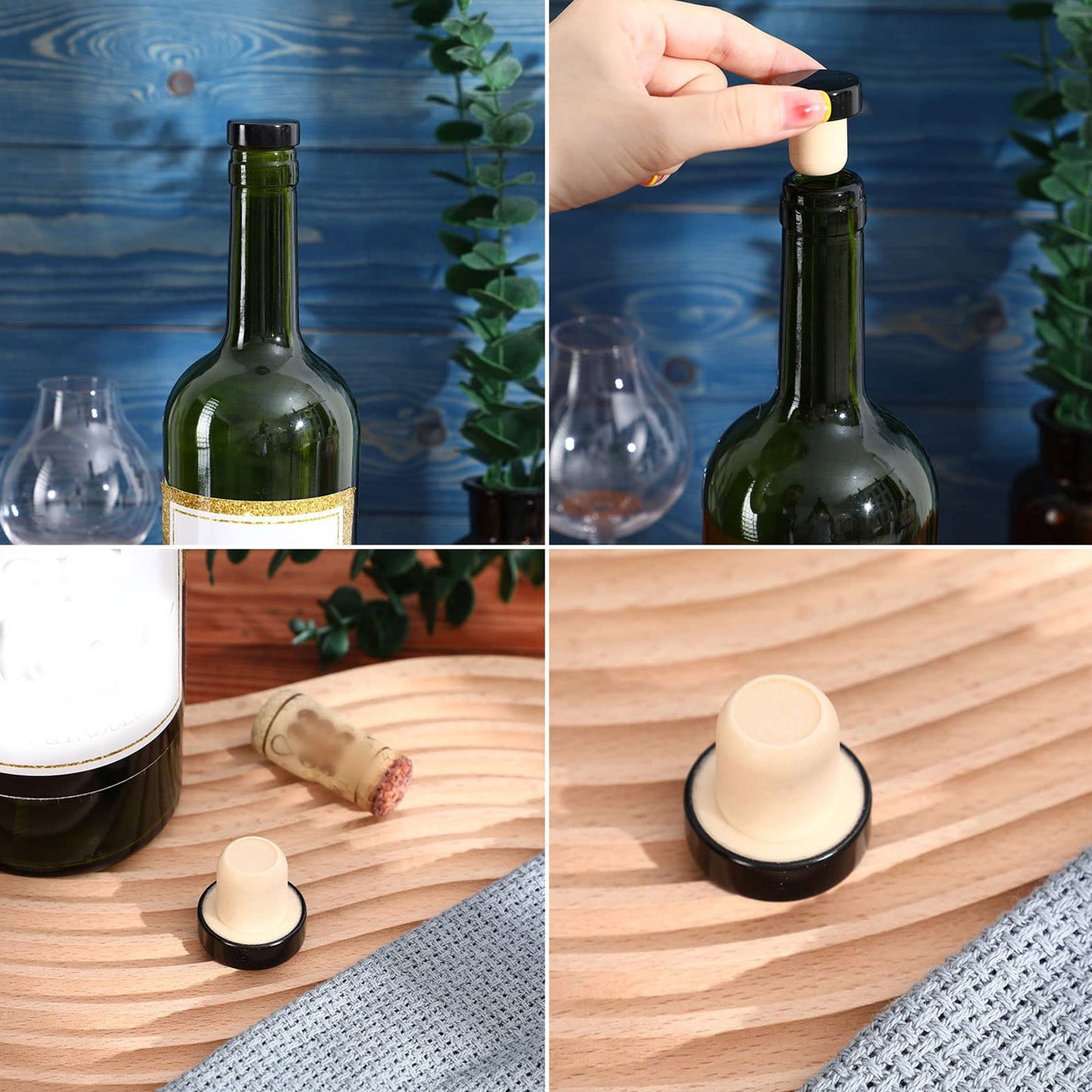 JWDX Wine Stopper Clearance! 24Pc T Shaped Stopper Cork Wine Stopper Bottle Stoppers Reusable Wine Bottle Stopper Sealing Plug Bottle Cap for Wine Beer Bottles, Include 24Pc Beer Bottle Stopper Black