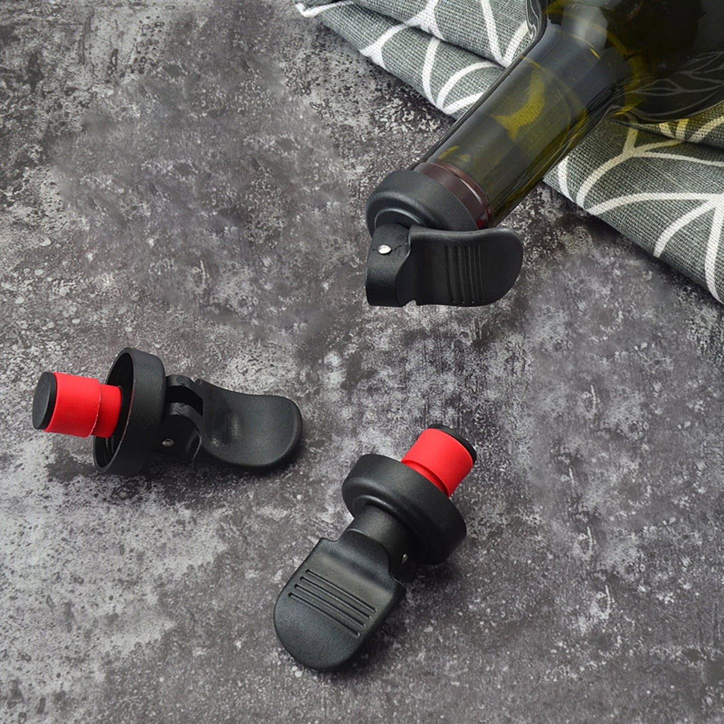 JWDX Wine Stopper Clearance! Wine Bottle Stopper Bar Hand Press Sealing Stop Cap Beers Cork Plug Seal Lids Suction Fresh Keeping Stopper Manually Press Down, Include 2Pcs Black Creative Wine Stoppers Black