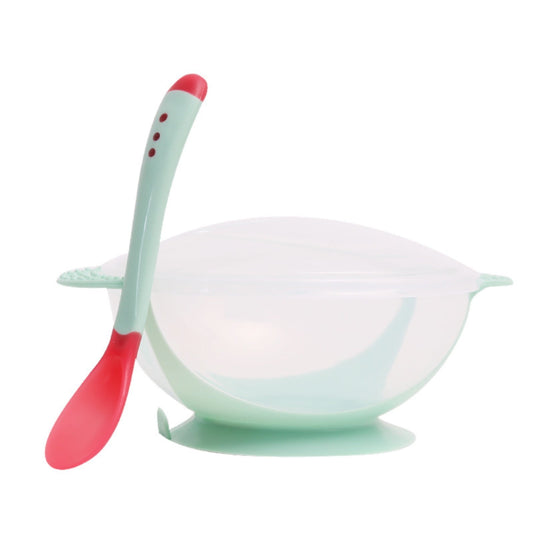 JWDX Tableware Clearance! Baby Children Training Feeding Dinner Bowl Spoon Tableware Set with Suction Cup, Stainless Steel Bowl Promotion Include 1Pc Bowl, 1Pc Soup Spoon Green