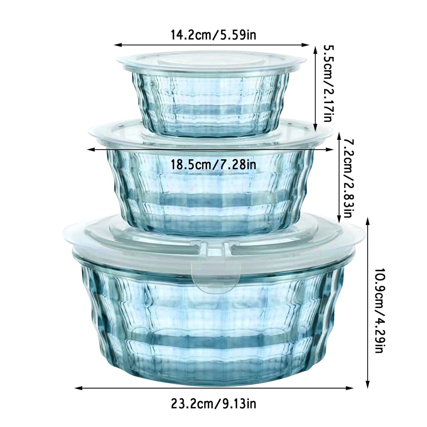 JWDX Food Storage Clearance! Fruit Box Fruit Containers with Tureen Bowl Clear Plastic Container Plastic Container Sealed Container Cereal Oatmeal Food Box 3Pc Clearance Sale Blue