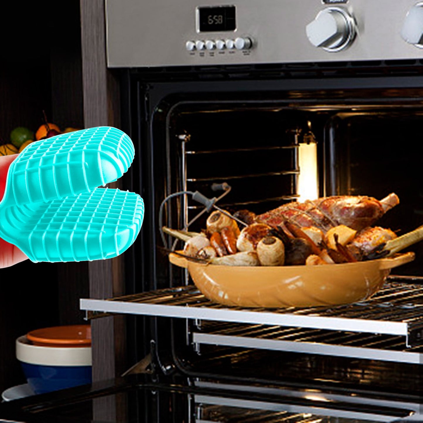 JWDX Oven Mitts Clearance! Mini Silicone Oven Mitts Set Oven Mitts Heat Insulation Oven Gloves for Kitchen Cooking and Baking Protecting Fingers Mini Oven Hand Clips, Include 1Pc Silicone Gloves D