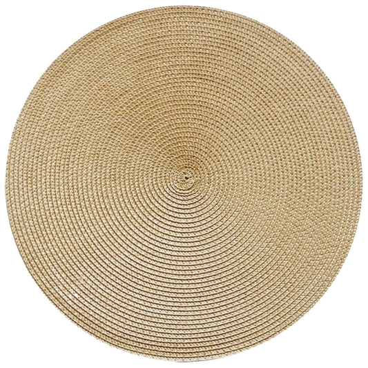 JWDX Placemats, 4 Pieces of Hand-Woven Placemats Insulation Mats Dining Table Anti-Slip Mats Clearance! Woven Spiral Table Placemats 15 Inches Round Set of 4 Non Slip Dining & Kitchen Table Mats Gold
