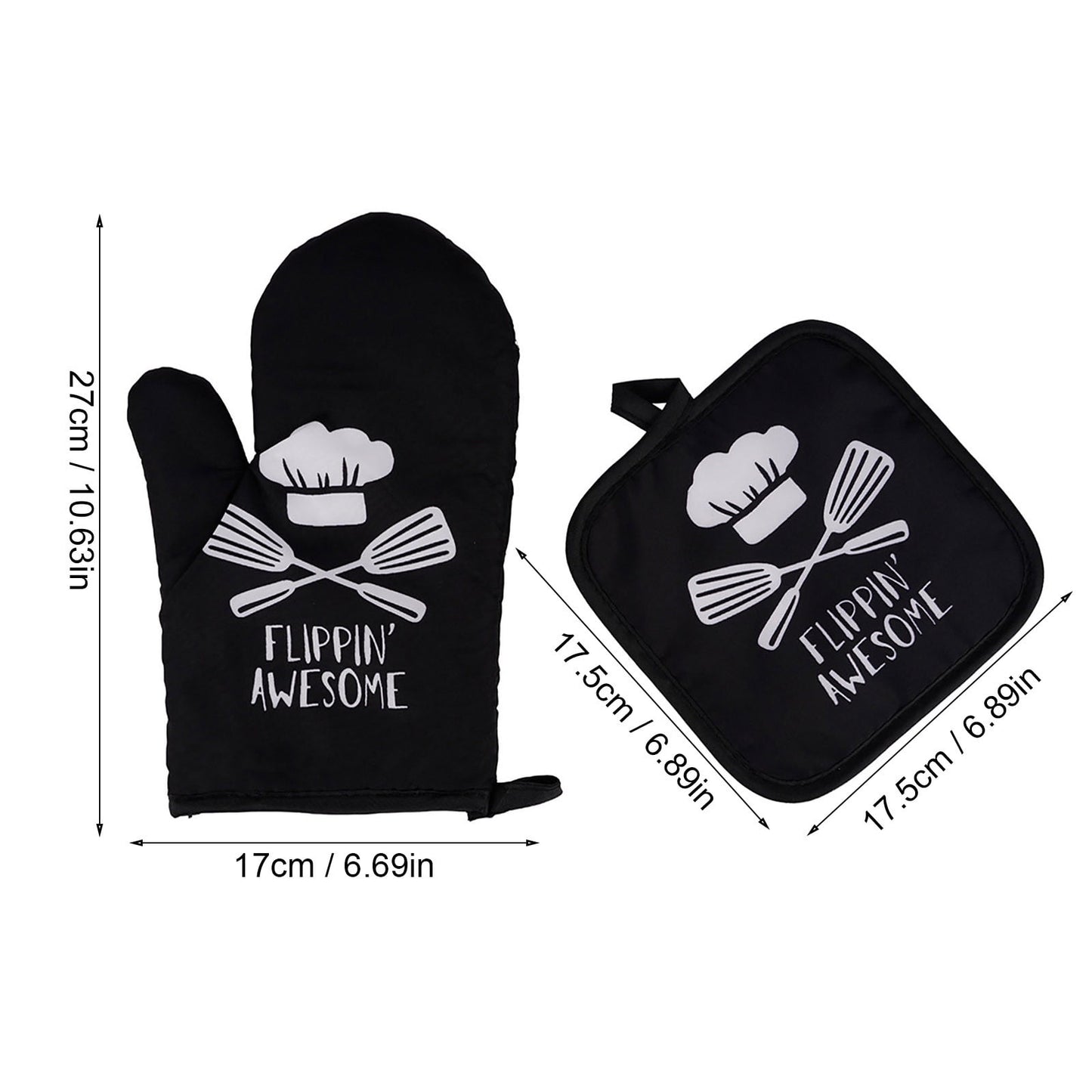 JWDX Oven Mitts Clearance! Oven Mitts and Pot Holders Sets, Heat Resistants Oven Mitts Soft Cotton Lining and Non-Slip Surface Safes for Baking, Cooking, Bbq, Include 1*Glove, 1*Insulation Pad A
