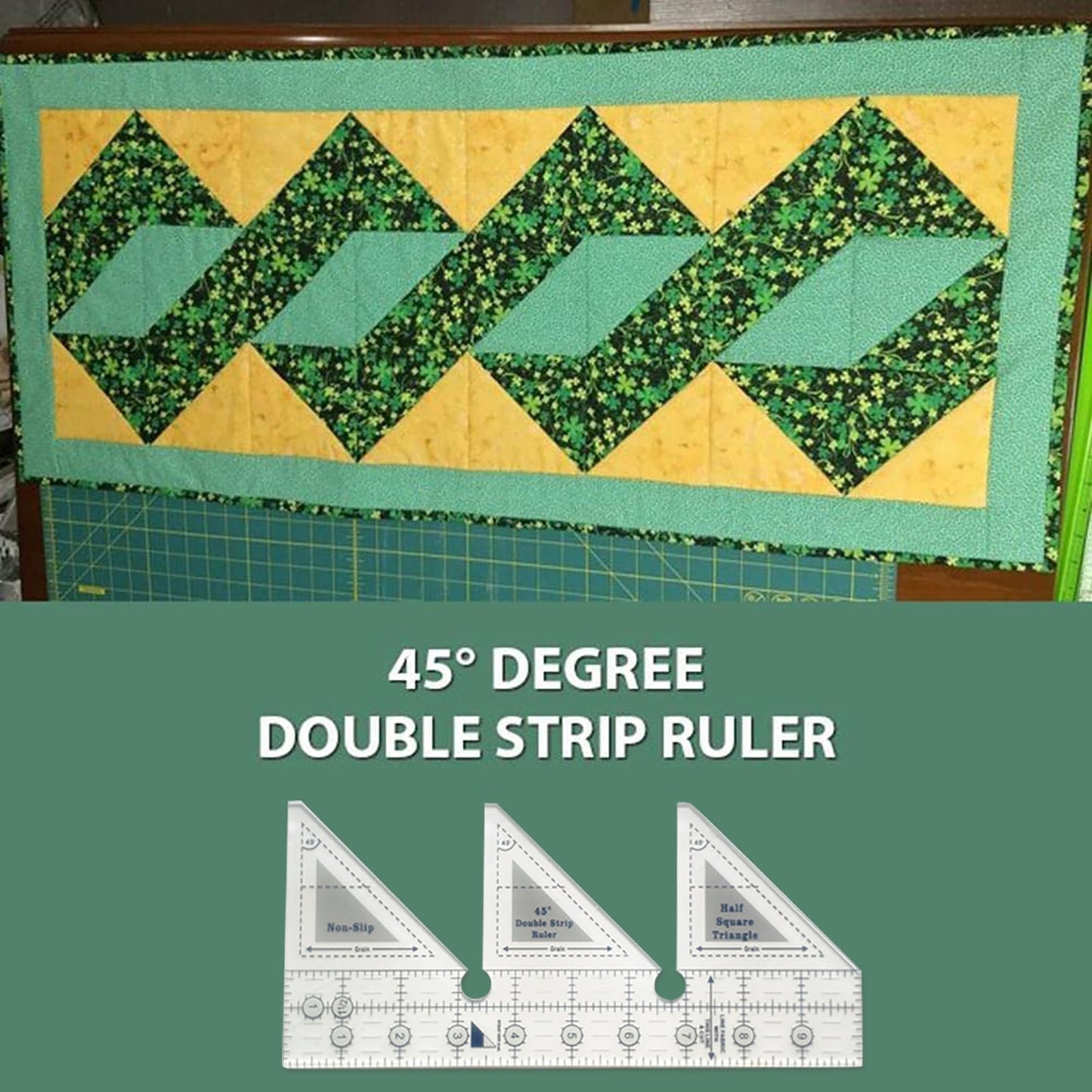 JWDX Measuring Tools Clearance! 45 Degree Sewing Design Ruler A 4 Inches, Creative Ruler Grids 45°Double Strip Ruler Non Slip Quarter Square Triangle Cutting Guide for Sewing, include 1X Ruler A