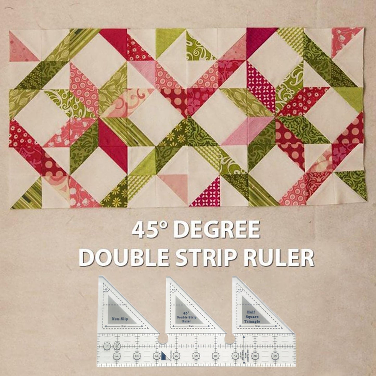 JWDX Measuring Tools Clearance! 45 Degree Sewing Design Ruler A 4 Inches, Creative Ruler Grids 45°Double Strip Ruler Non Slip Quarter Square Triangle Cutting Guide for Sewing, include 1X Ruler B