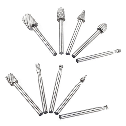 JWDX Drill Bit Clearance! 10Pcs Fine Needle Rotary Files White Diamond Drill Bits Silver, 10 Pcs/Set Hss Dremel Routing Rotary Milling Rotary File Cutter Wood, include 10 Drill Bits Silver