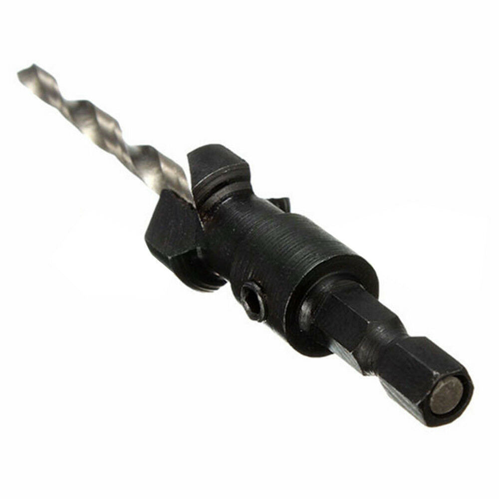 JWDX Drill Bit Clearance! 1/4" Quick Change Hex Shank Countersunk Drill Bit with Wrench 4 Pieces, Shank 1/4 Drill with Hex Quick Inch Countersink 4Pcs Change Bit Tools and Home Improvement Black