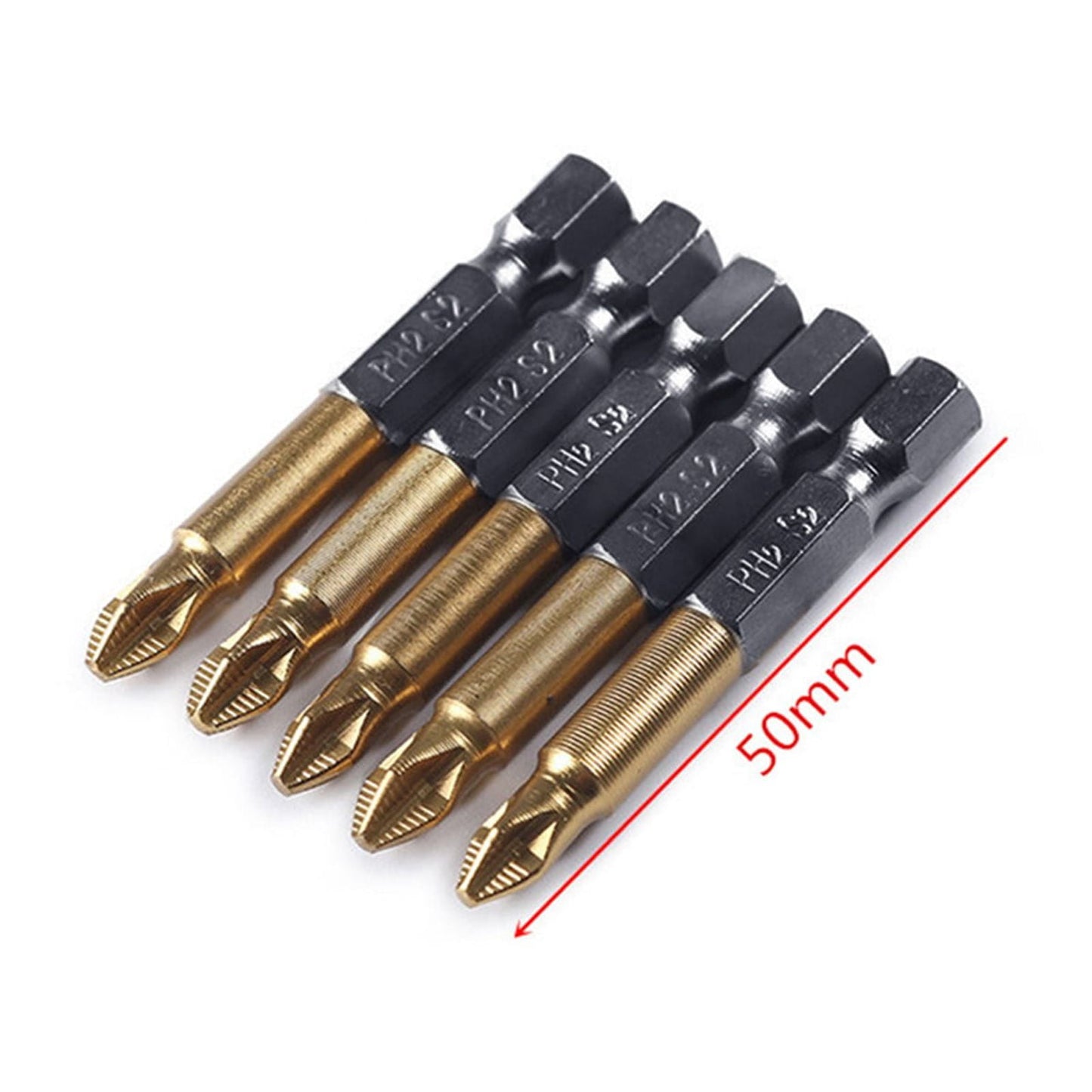 JWDX Drill Bits and Accessories Clearance! Titanium-Plated Non-Slip Cross Bit S2 5-Pack, 5Pcs 1/4 Hex Shank Magnetic Non-Slip Ph2 Phillips Cross Head Screwdriver Bit, include 5X Screwdriver B