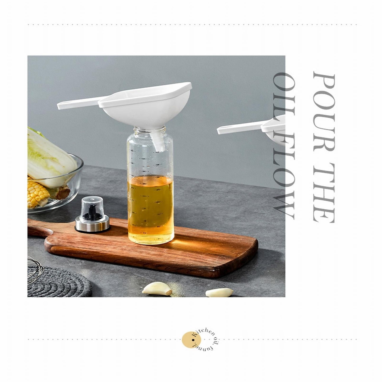Clearance! Eewia Funnel Kitchen Funnel Washable Multipurpose Funnel for Liquid Oils Dry Ingredients, Rectangular Funnel with Handle White