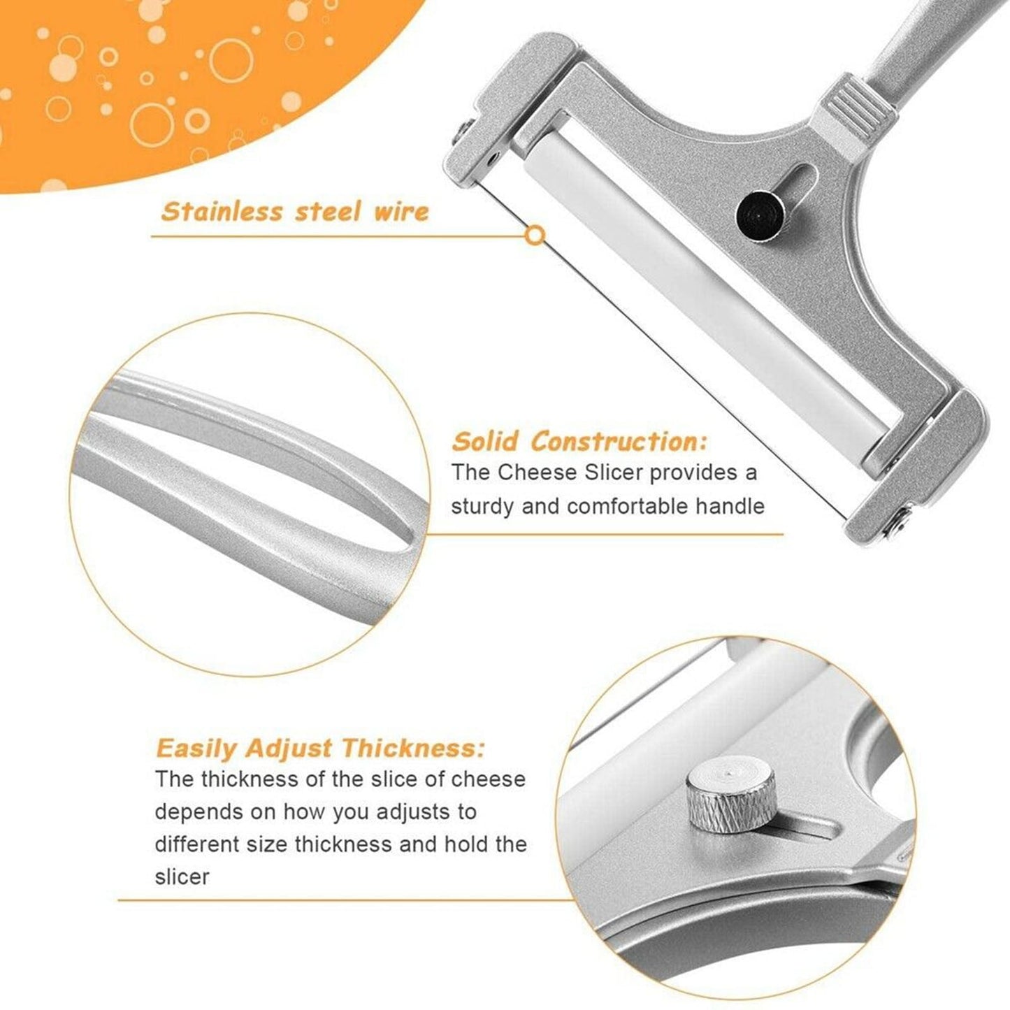 PLGEBR Home Decor Cutter Wire Stainless Steel Cheese Grater Peeler Cheese Slicers Kitchen Gadgets As Shown