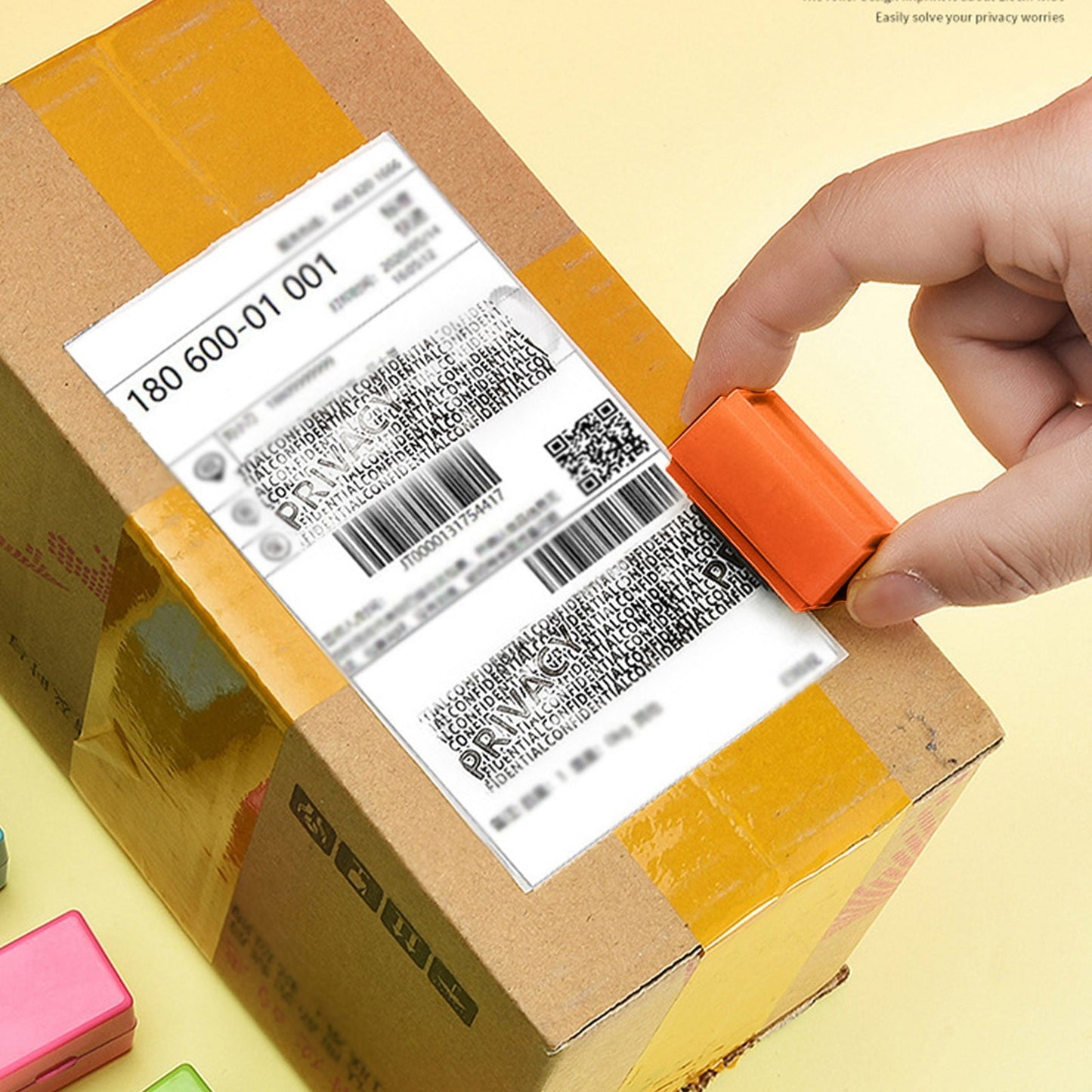JWDX Office and Craft and Stationery Clearance! Confidential Seal Express Single Personal Information Privacy Random Code Alteration Roller Photosensitive Seal Applicator 2Ml Orange