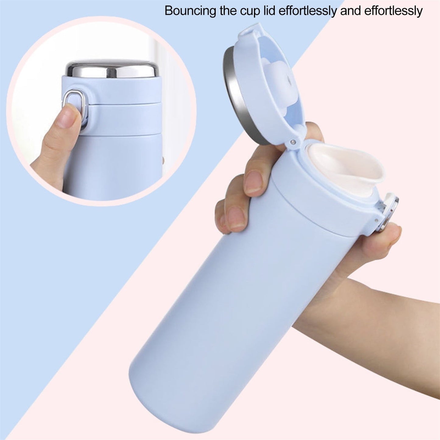JWDX Glass and Bottle Clearance! Stainless Steel Flask Vacuum Insulated Cup Drinking Bottle 350/420 Ml Led Screen Temperature Display Flask Water Bottle Perfect for Home Travel, Include Cup*1 Blue
