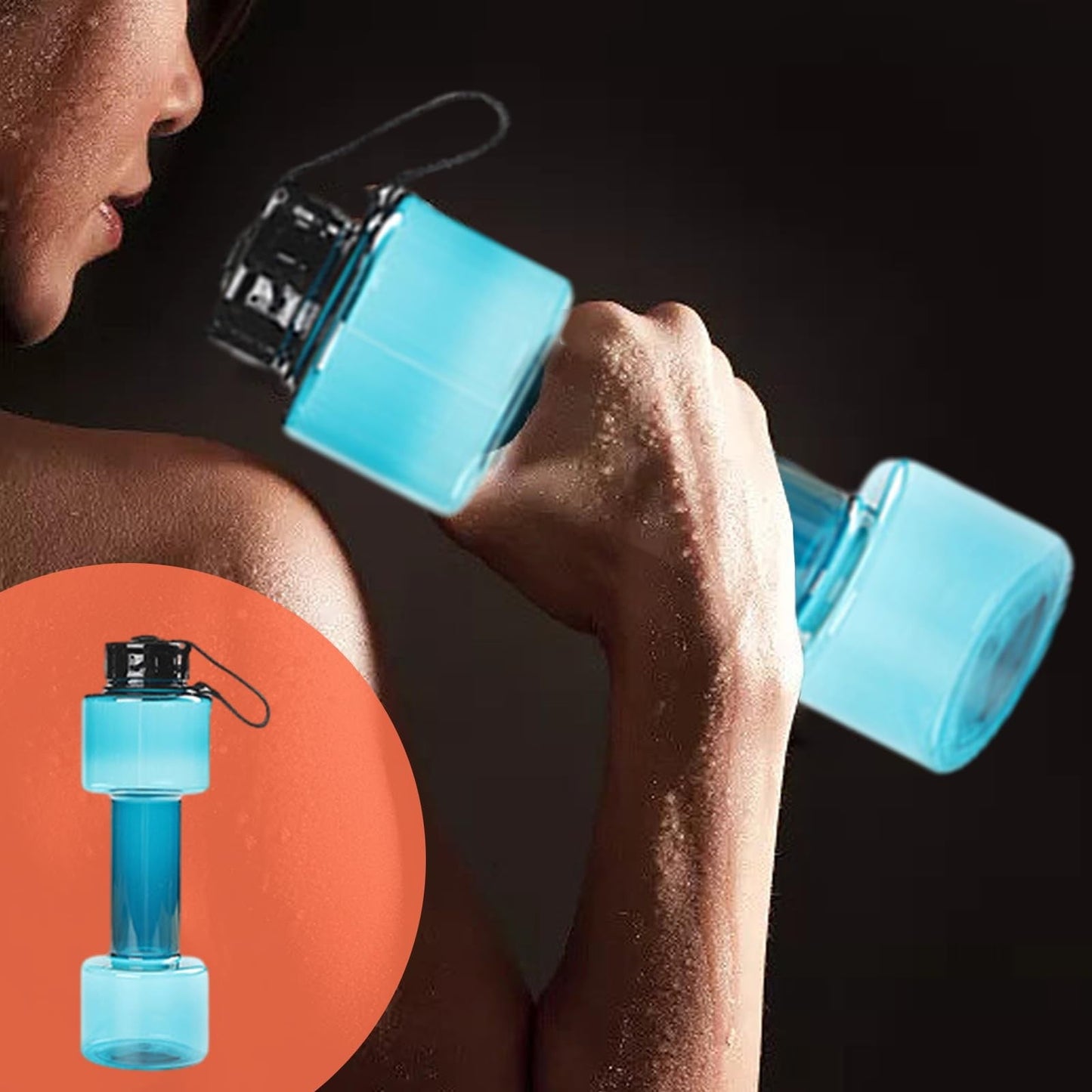 JWDX Portable Kettle Clearance, Water Bottle Multifunctional Water Bottle Dumbbell Shaped Drinking Bottles Leakproof Bottle Drinking Bottle for Gym School Cycling Outdoor Sports and Capacity Blue