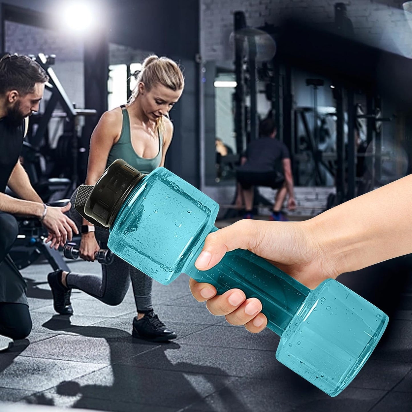 JWDX Portable Kettle Clearance, Water Bottle Multifunctional Water Bottle Dumbbell Shaped Drinking Bottles Leakproof Bottle Drinking Bottle for Gym School Cycling Outdoor Sports and Capacity Blue