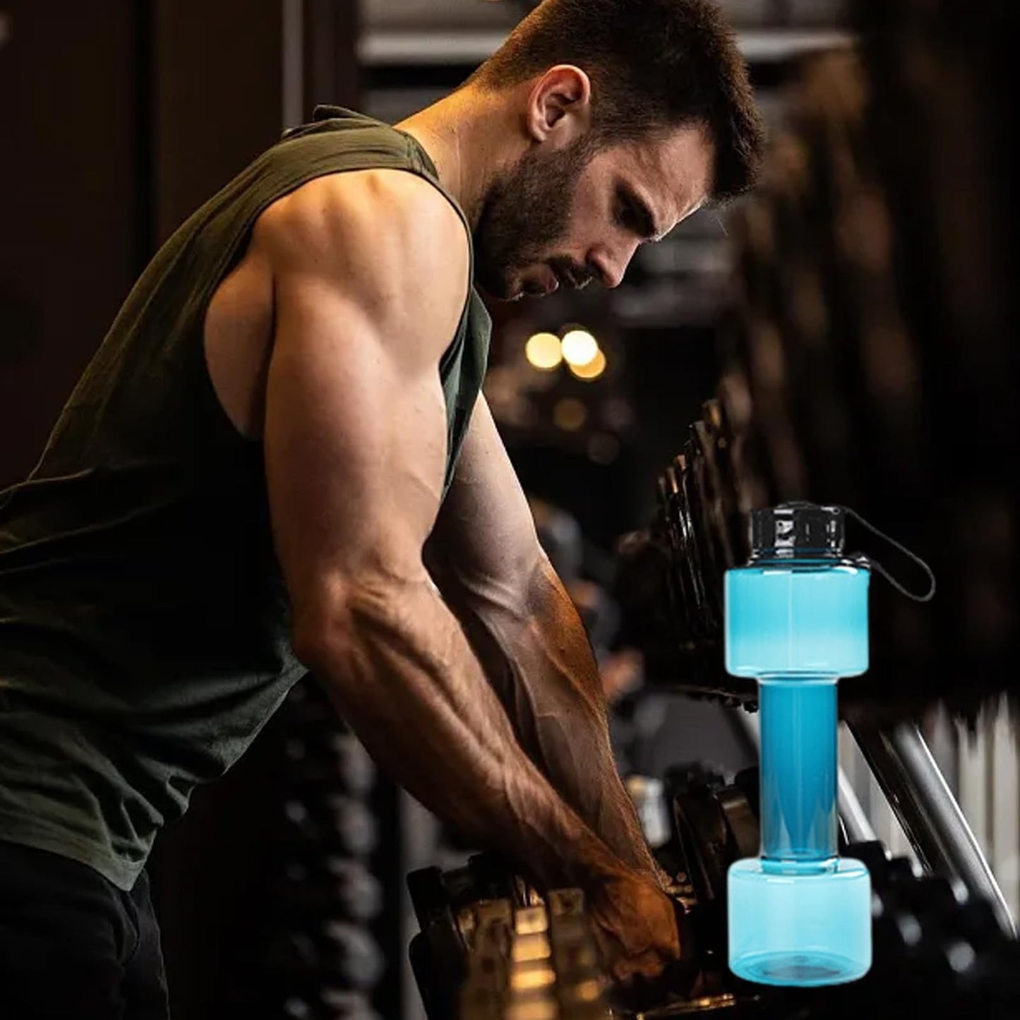 JWDX Portable Kettle Clearance, Water Bottle Multifunctional Water Bottle Dumbbell Shaped Drinking Bottles Leakproof Bottle Drinking Bottle for Gym School Cycling Outdoor Sports and Capacity Blue